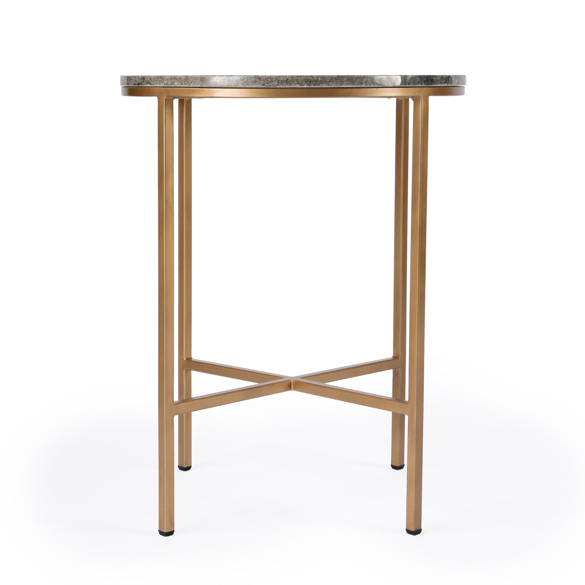 Butler Specialty Company Caty 18.25 in. W Round Marble and Metal End Table, Multi