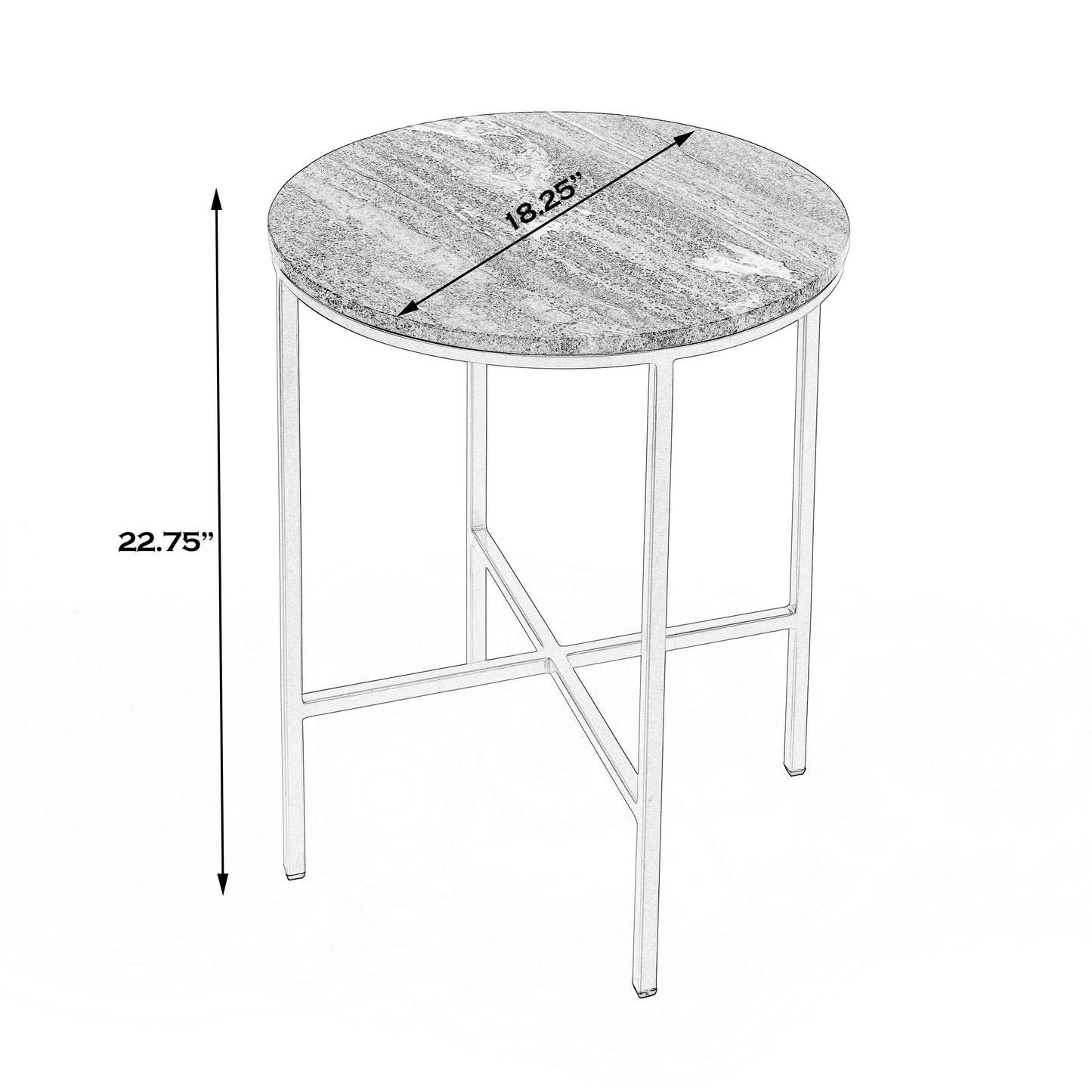 Butler Specialty Company Caty 18.25 in. W Round Marble and Metal End Table, Multi