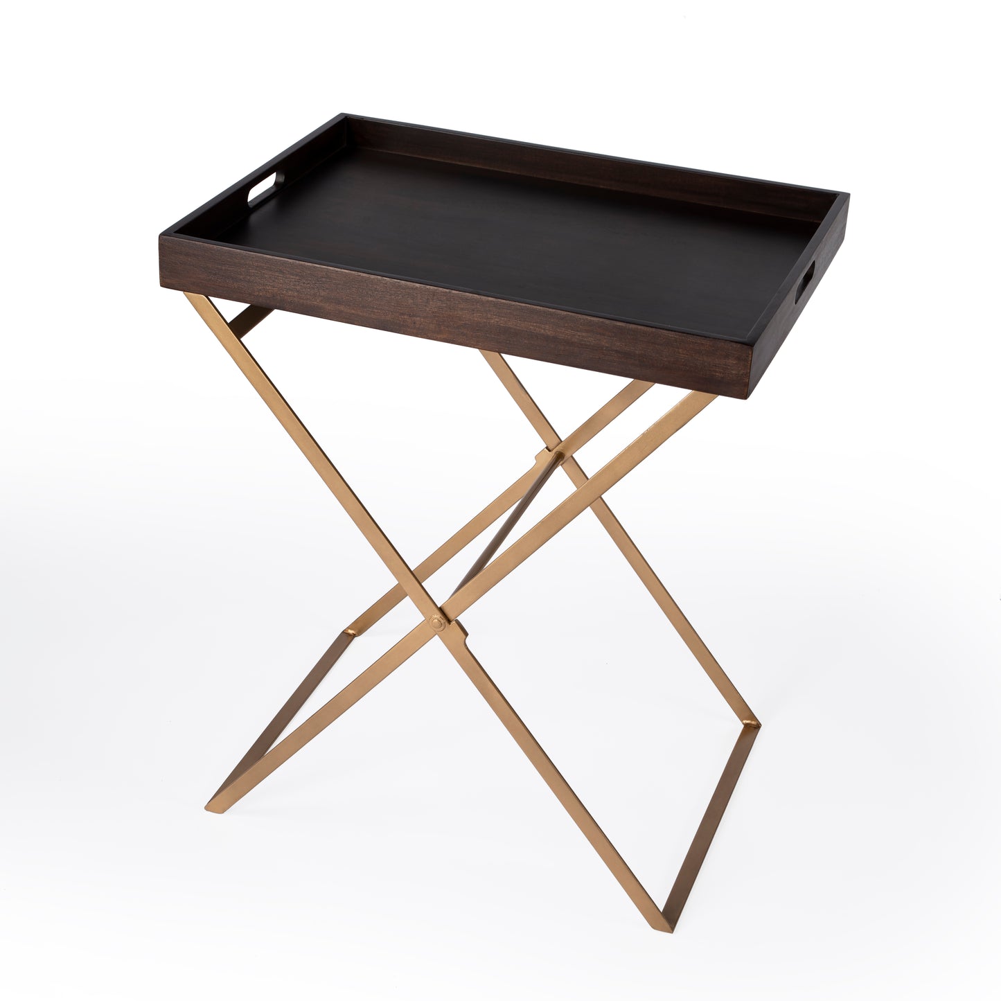 Butler Specialty Company Emma 23.75 in. W Rectangular Wood and Metal Removeable Top Foldable Tray Side Table, Multi