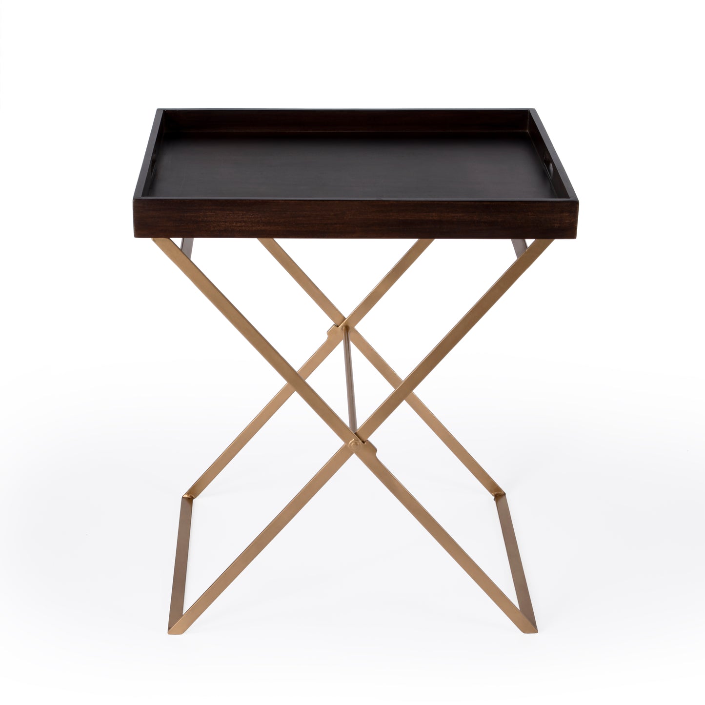 Butler Specialty Company Emma 23.75 in. W Rectangular Wood and Metal Removeable Top Foldable Tray Side Table, Multi