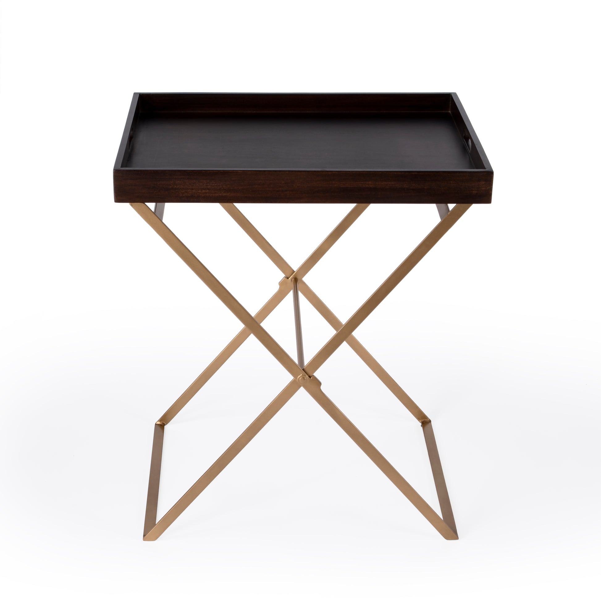 Butler Specialty Company Emma 23.75 in. W Rectangular Wood and Metal Removeable Top Foldable Tray Side Table, Multi