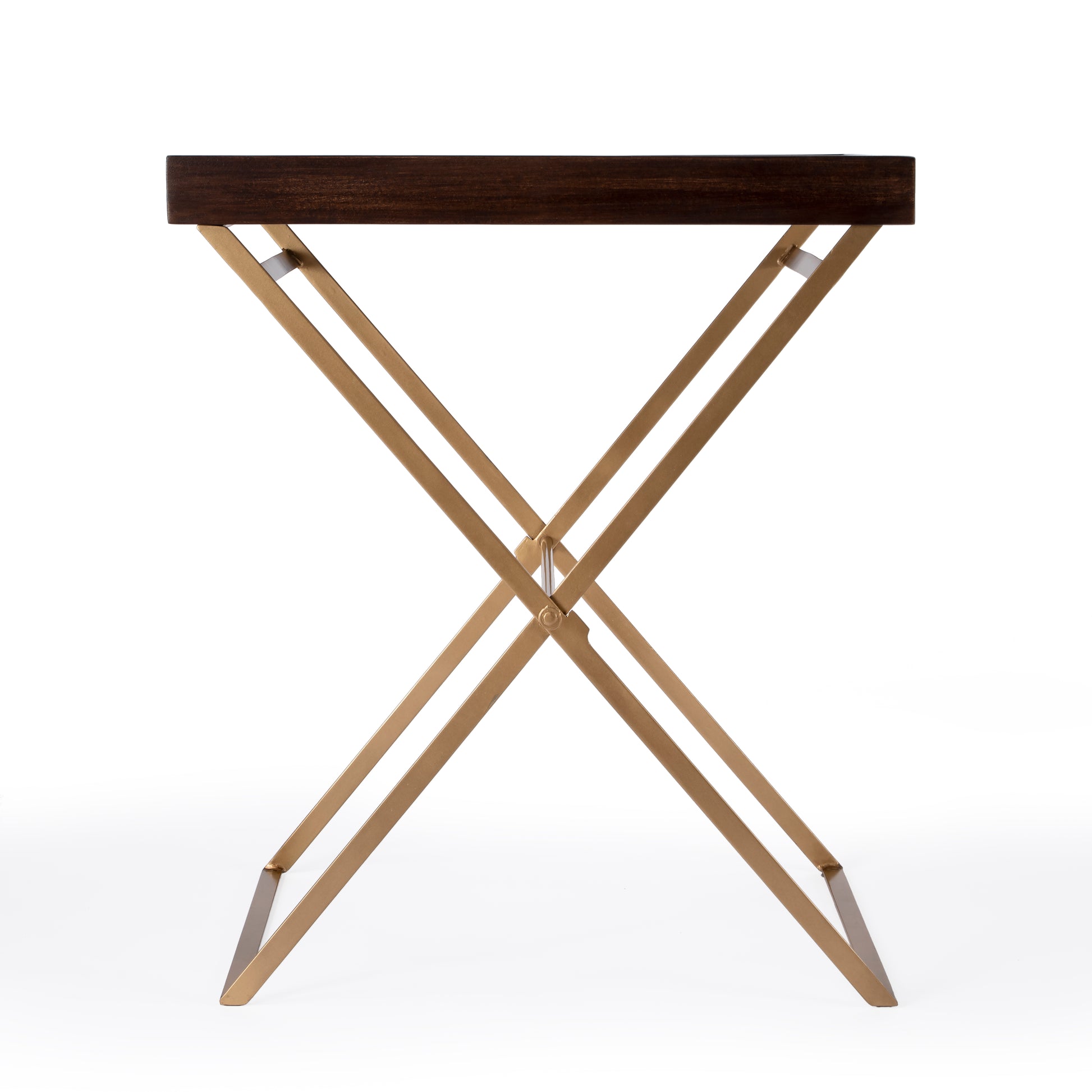 Butler Specialty Company Emma 23.75 in. W Rectangular Wood and Metal Removeable Top Foldable Tray Side Table, Multi