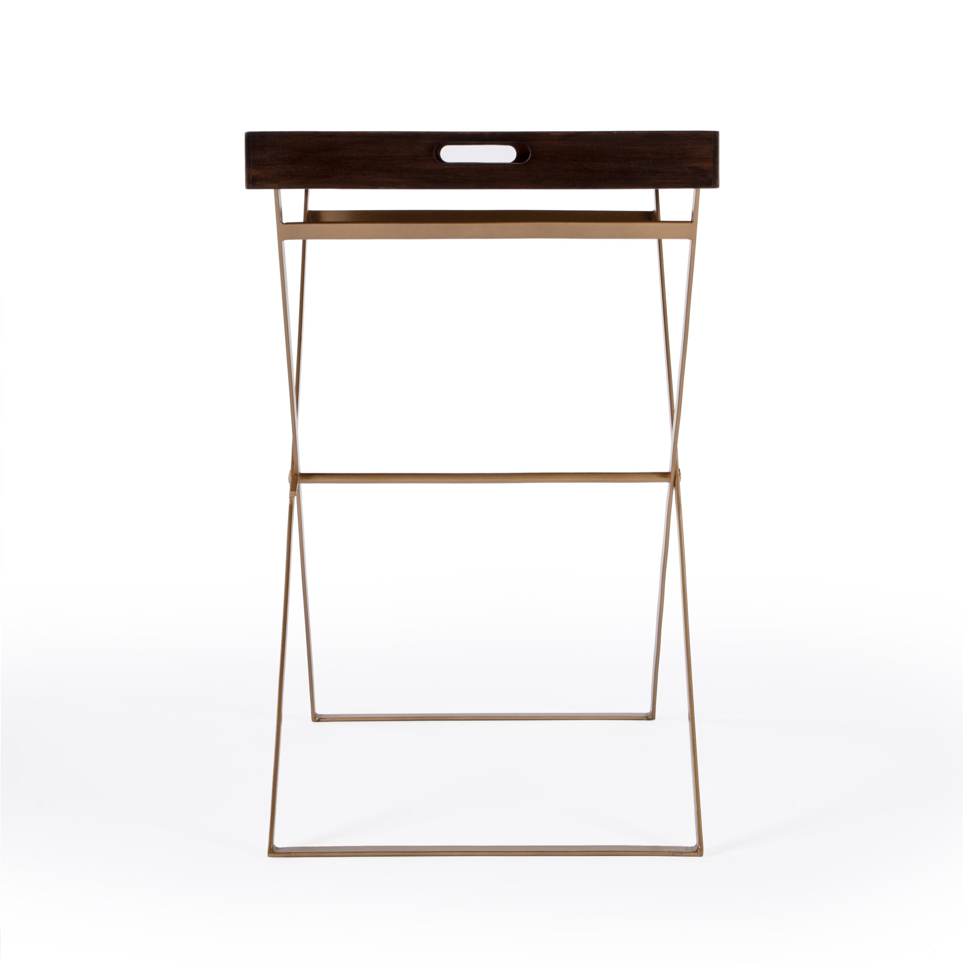 Butler Specialty Company Emma 23.75 in. W Rectangular Wood and Metal Removeable Top Foldable Tray Side Table, Multi