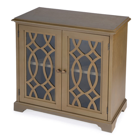 Butler Specialty Company Lee 31 in. W Rectangular Wood and Glass 2 Door Accent Storage Cabinet, Light Brown