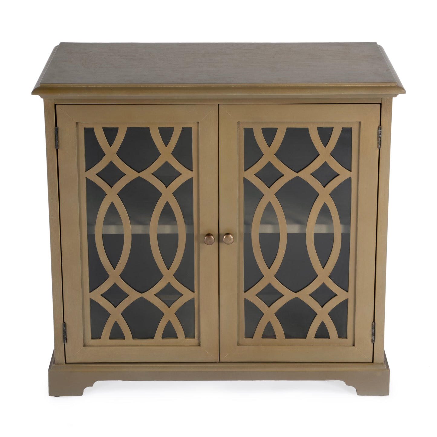 Butler Specialty Company Lee 31 in. W Rectangular Wood and Glass 2 Door Accent Storage Cabinet, Light Brown