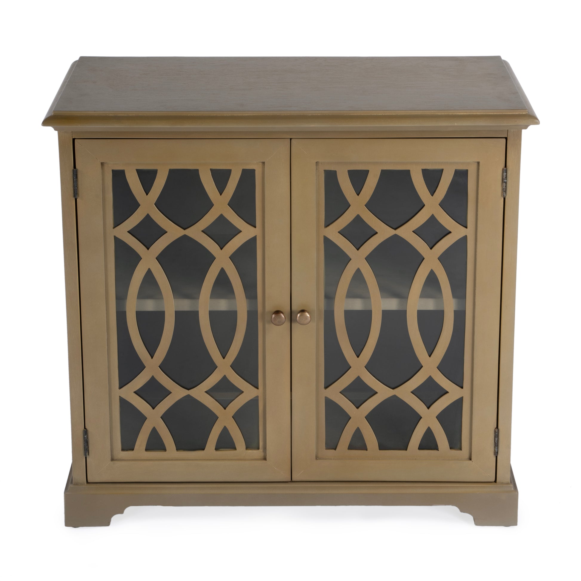 Butler Specialty Company Lee 31 in. W Rectangular Wood and Glass 2 Door Accent Storage Cabinet, Light Brown