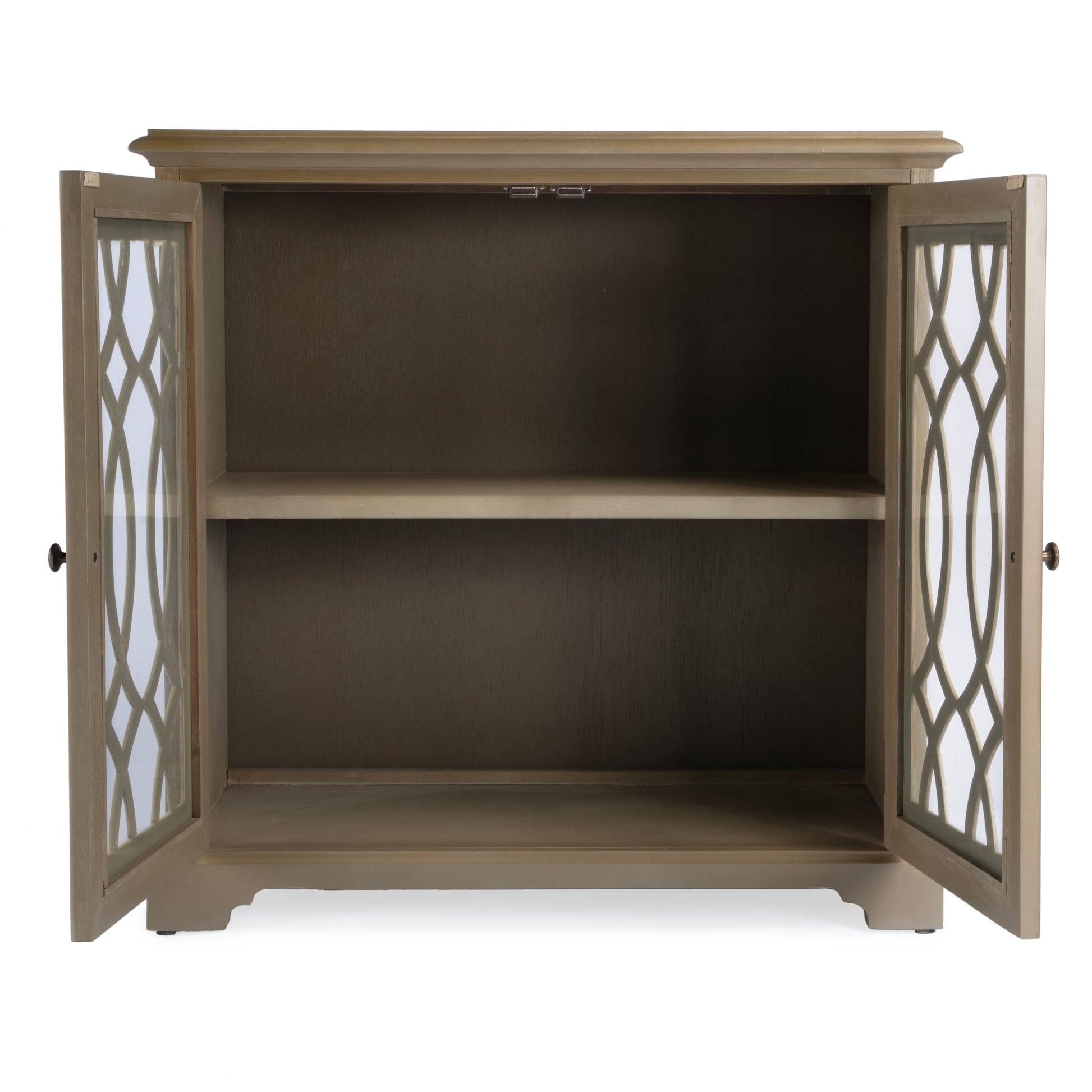 Butler Specialty Company Lee 31 in. W Rectangular Wood and Glass 2 Door Accent Storage Cabinet, Light Brown