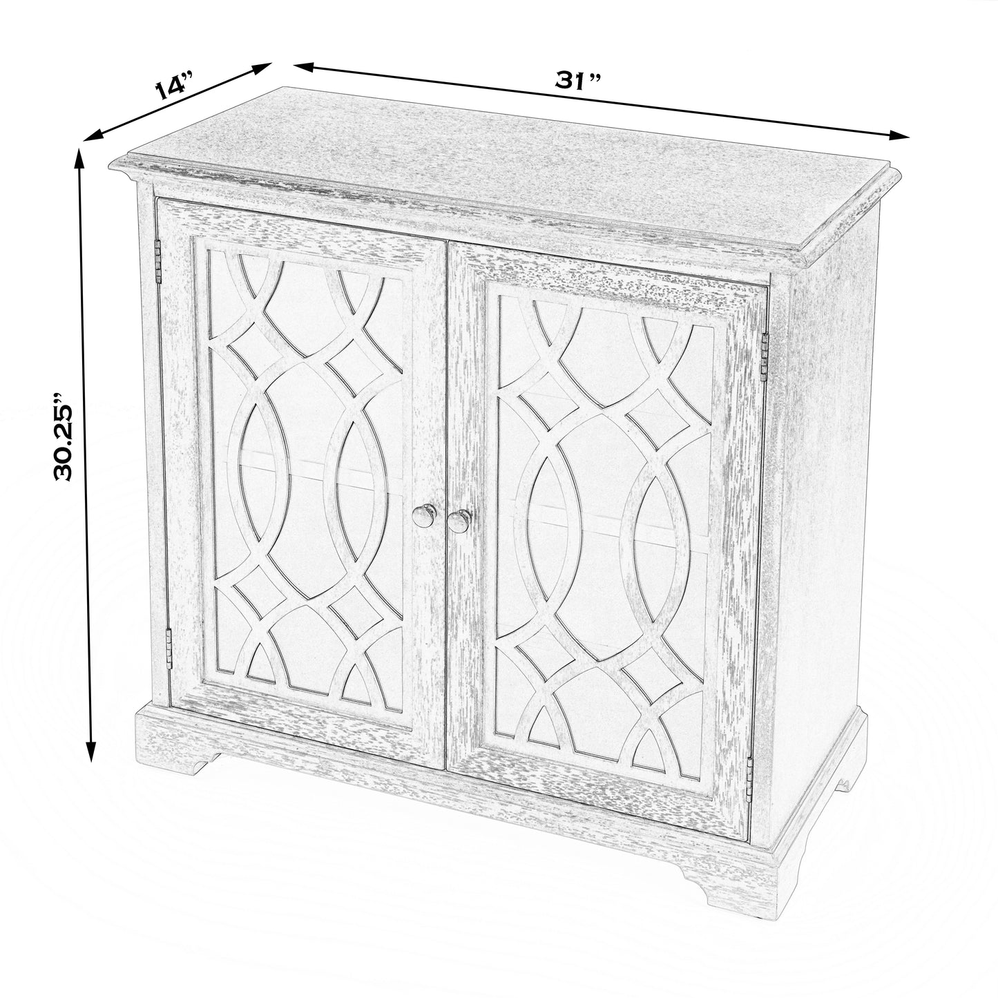 Butler Specialty Company Lee 31 in. W Rectangular Wood and Glass 2 Door Accent Storage Cabinet, Light Brown
