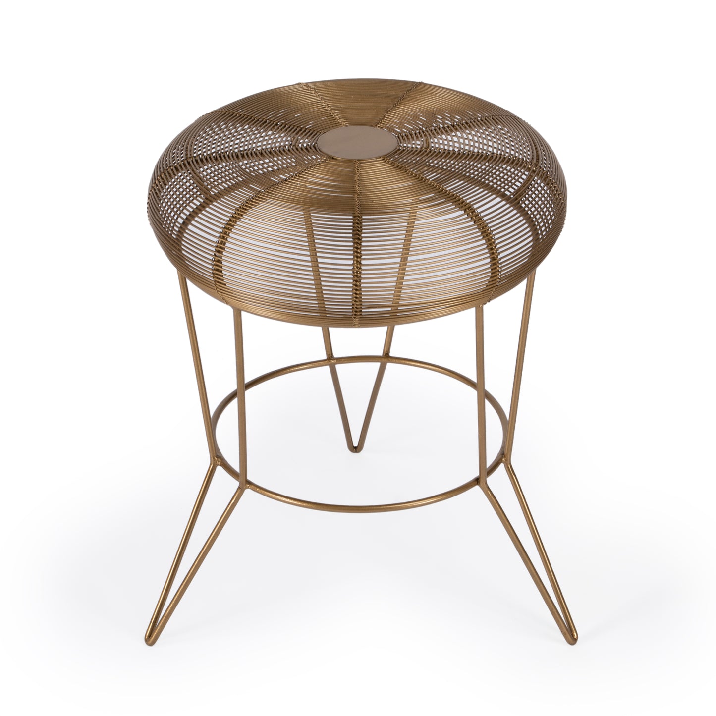 Butler Specialty Company Allen 15 in. W Round Metal Decorative Wire Side Table, Antique Gold