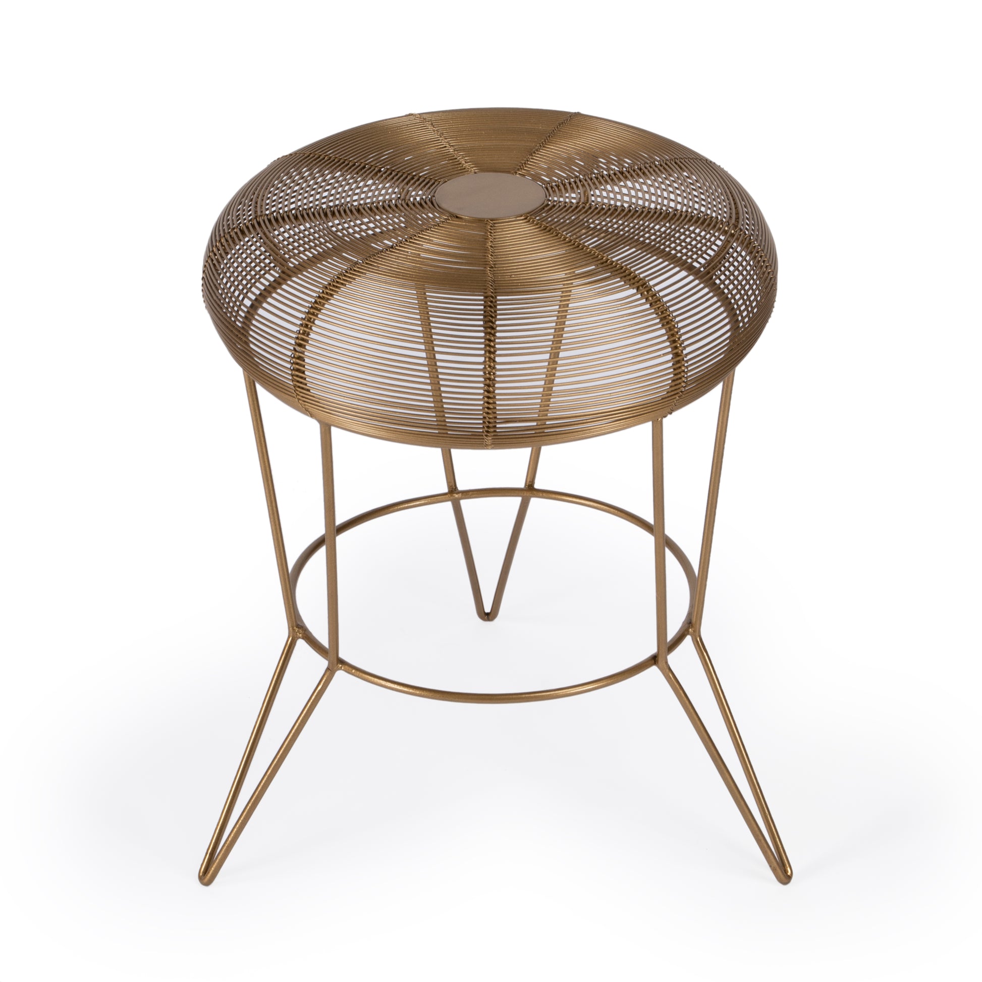 Butler Specialty Company Allen 15 in. W Round Metal Decorative Wire Side Table, Antique Gold