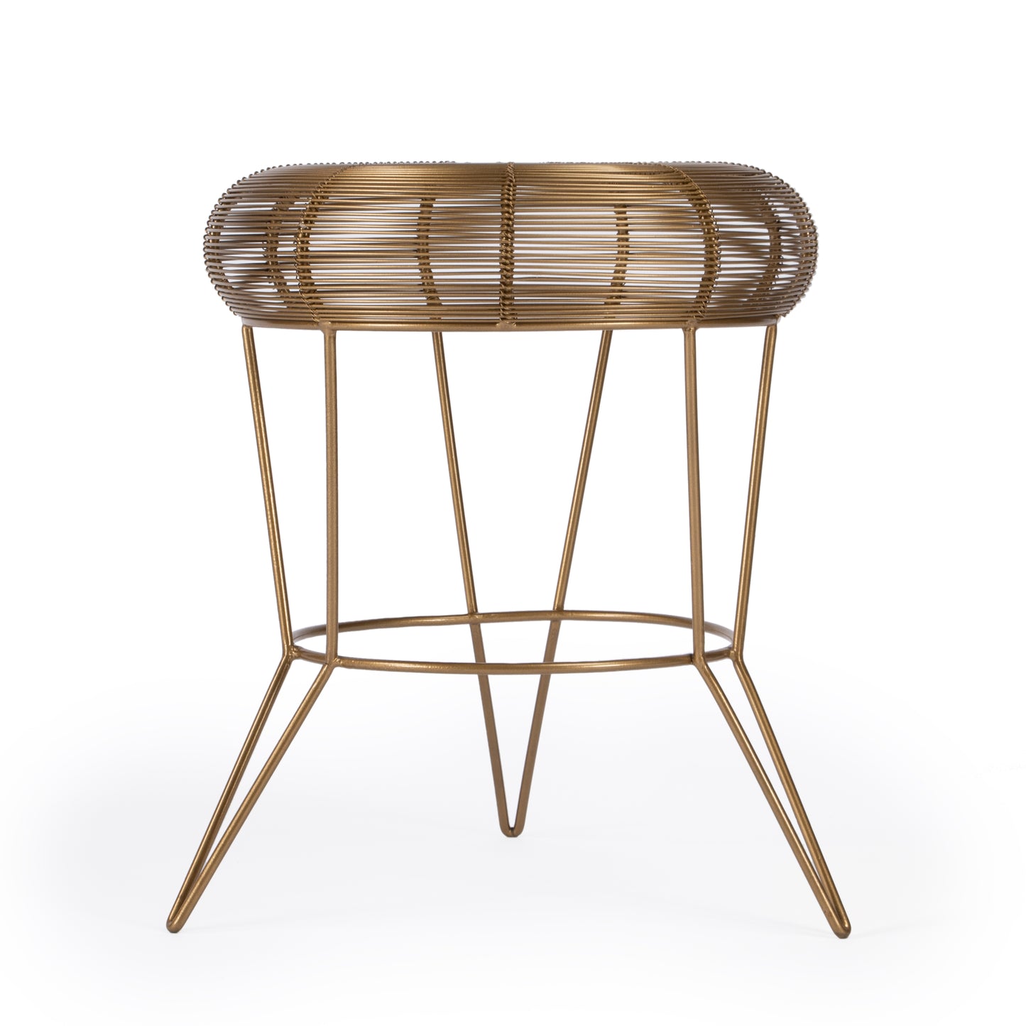 Butler Specialty Company Allen 15 in. W Round Metal Decorative Wire Side Table, Antique Gold