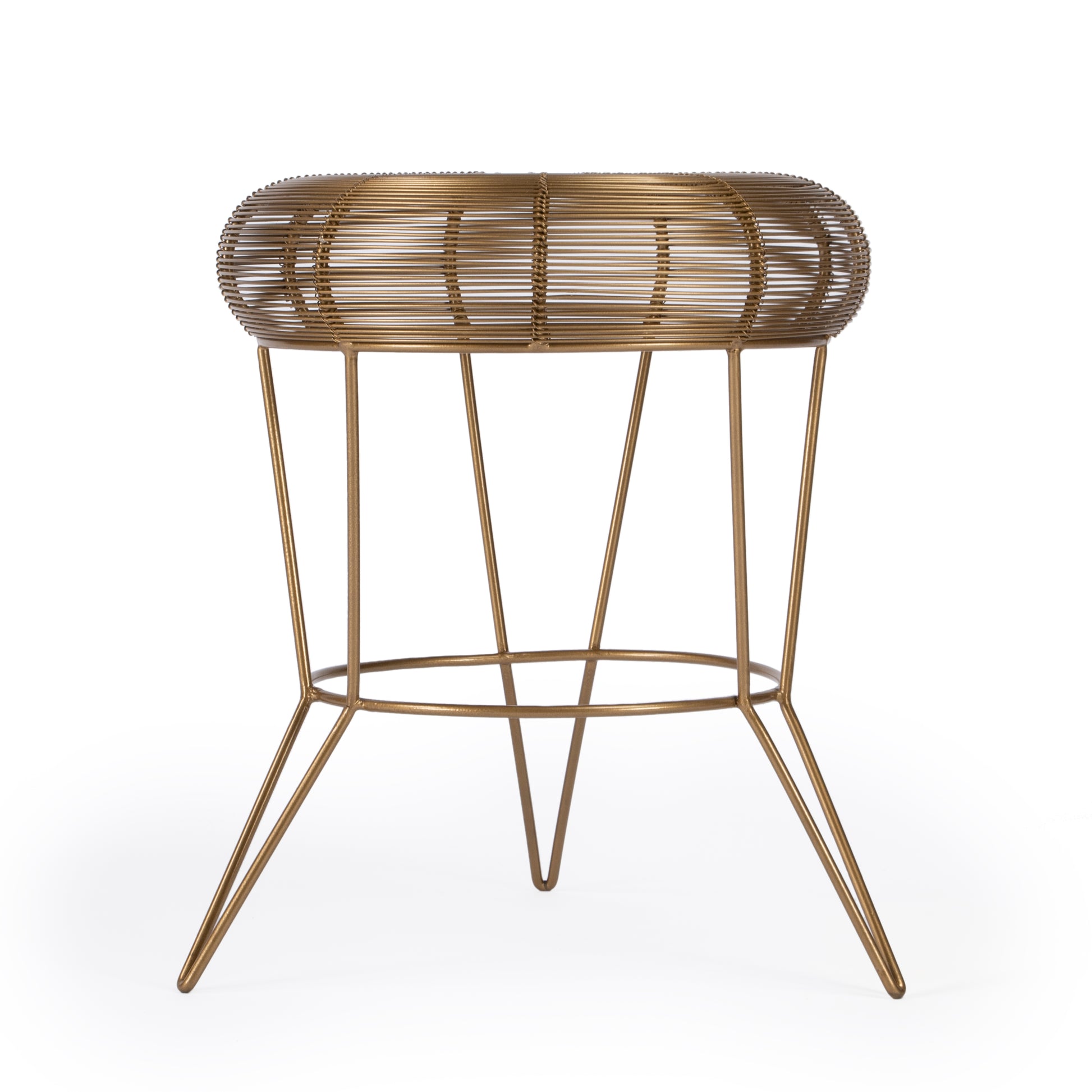 Butler Specialty Company Allen 15 in. W Round Metal Decorative Wire Side Table, Antique Gold