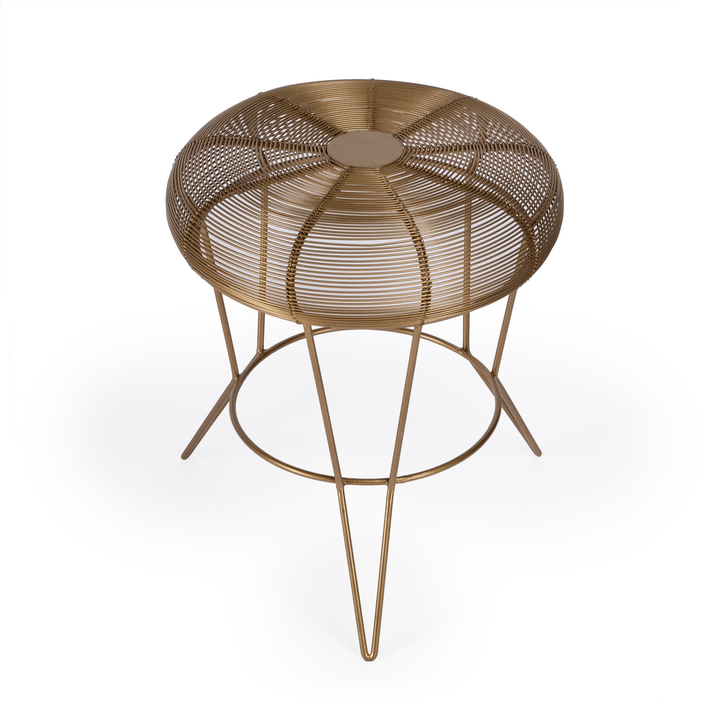 Butler Specialty Company Allen 15 in. W Round Metal Decorative Wire Side Table, Antique Gold