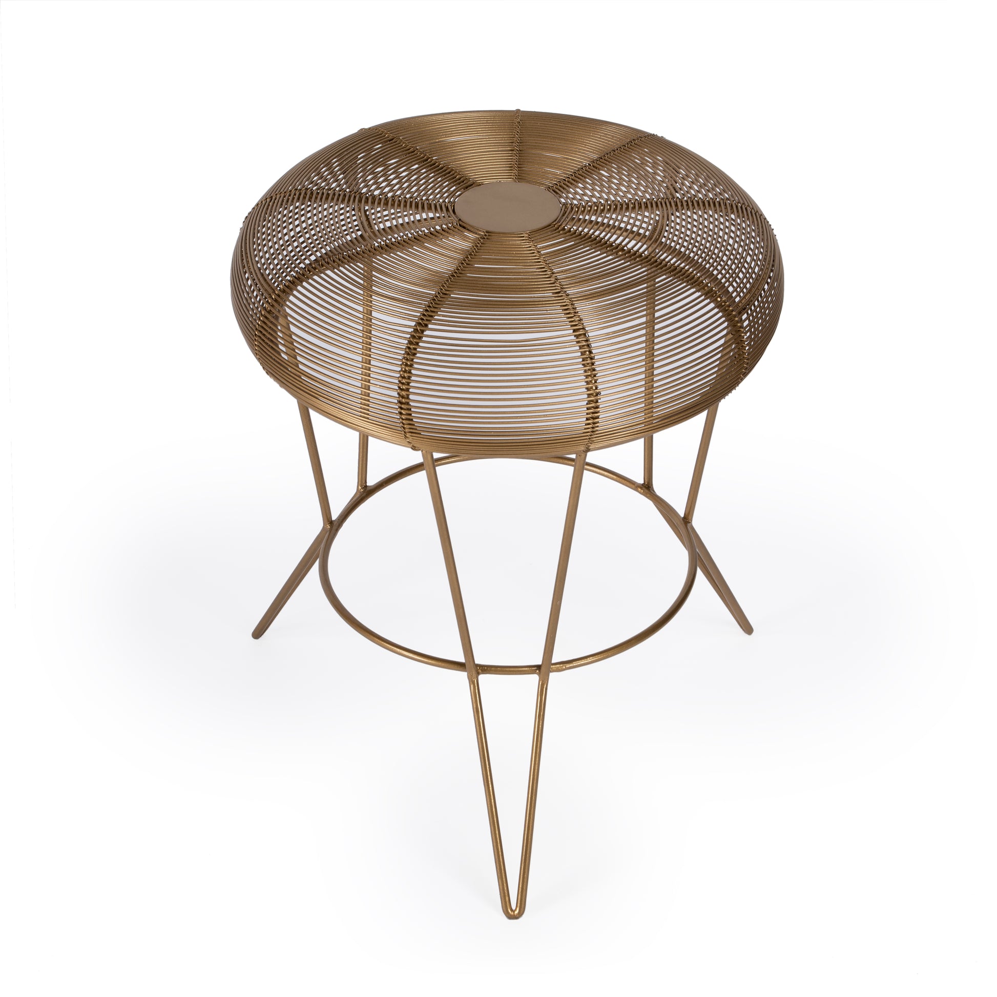 Butler Specialty Company Allen 15 in. W Round Metal Decorative Wire Side Table, Antique Gold