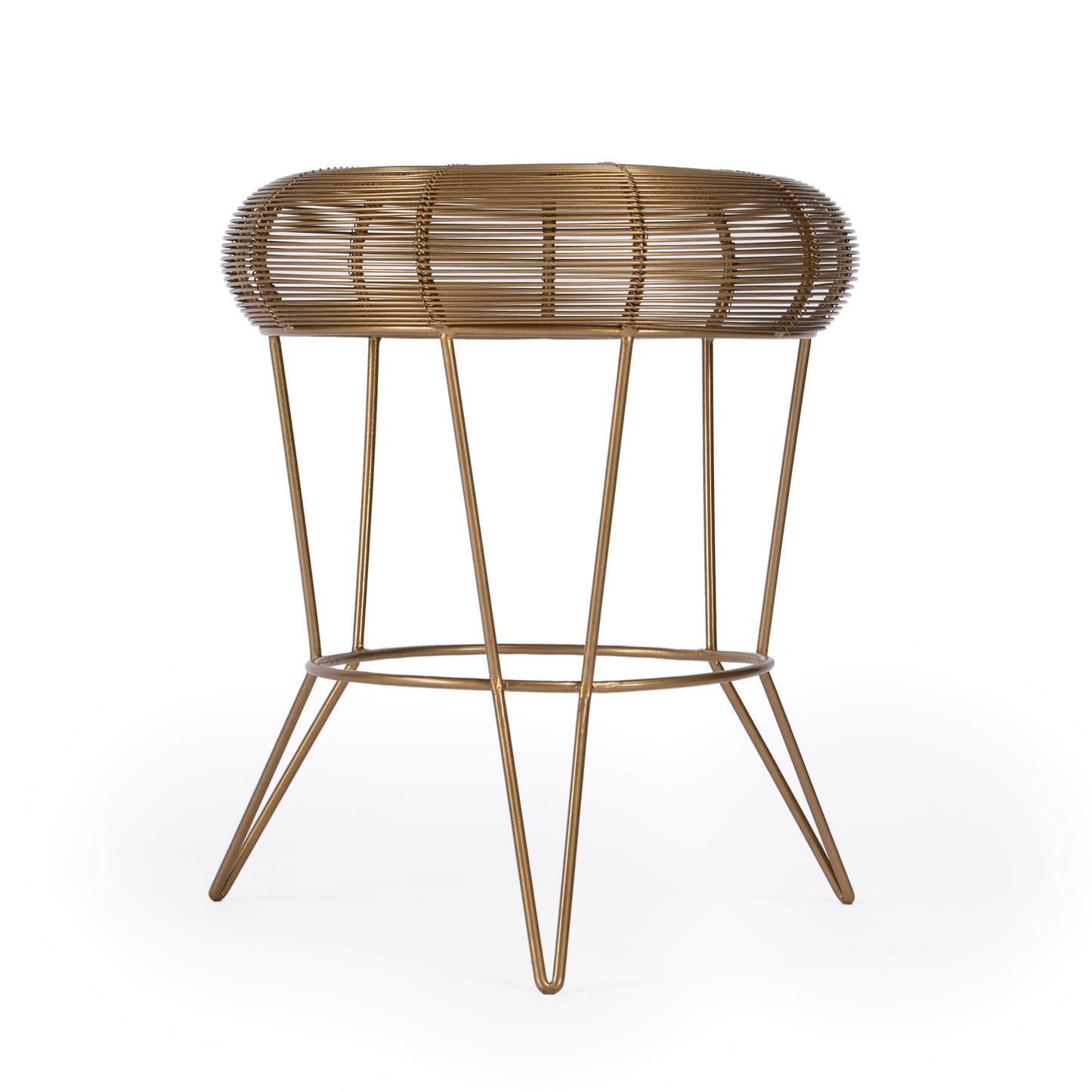 Butler Specialty Company Allen 15 in. W Round Metal Decorative Wire Side Table, Antique Gold