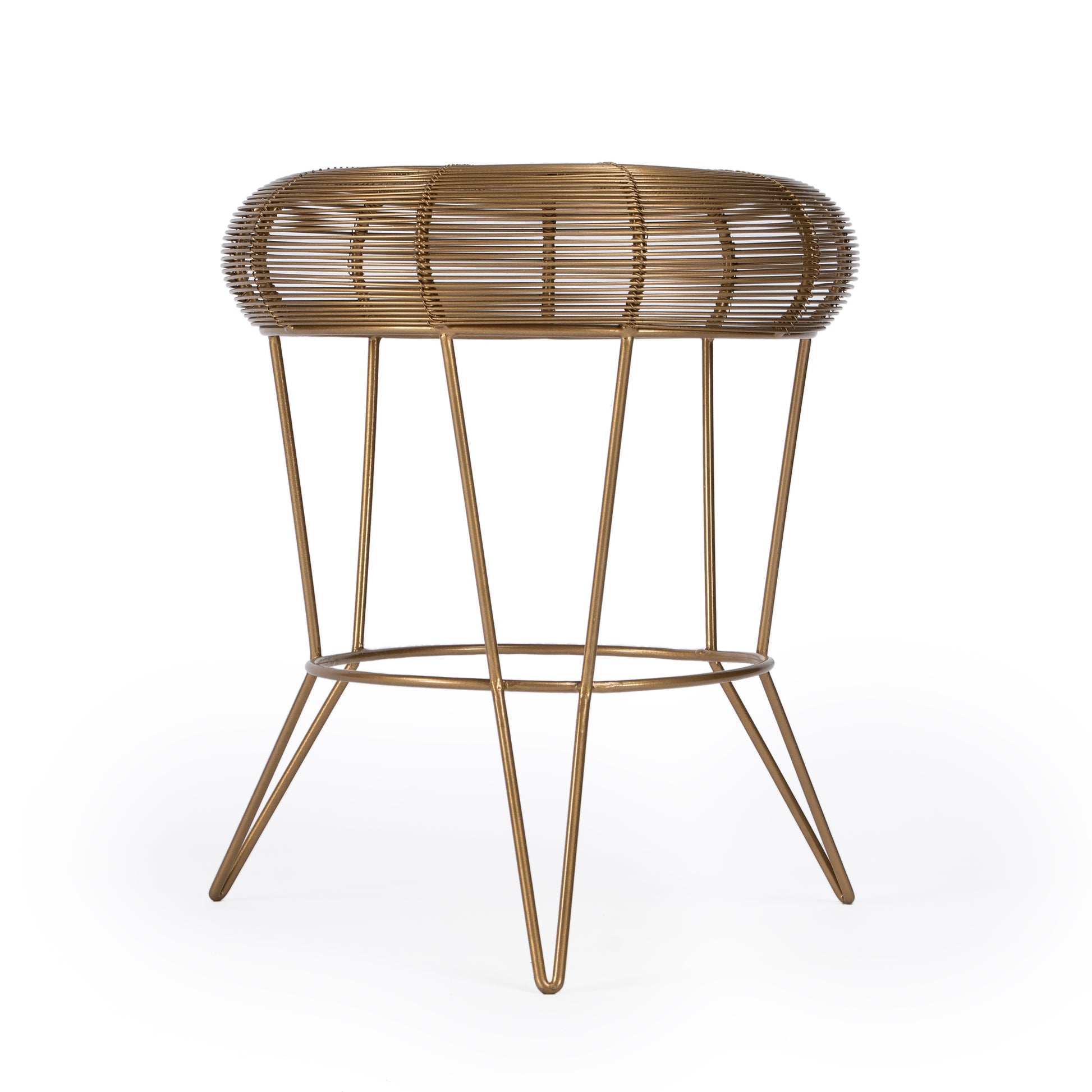 Butler Specialty Company Allen 15 in. W Round Metal Decorative Wire Side Table, Antique Gold
