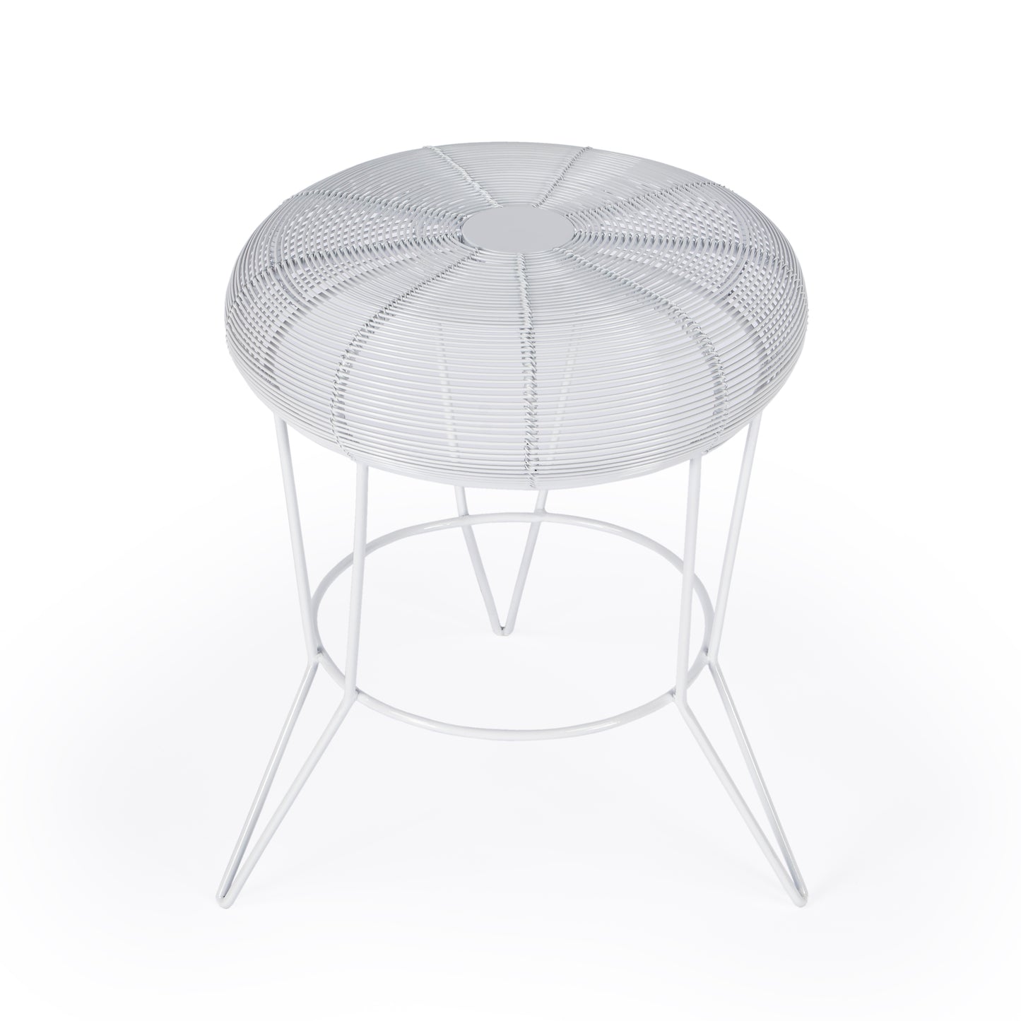 Butler Specialty Company Allen 15 in. W Round Metal Decorative Wire Side Table, White