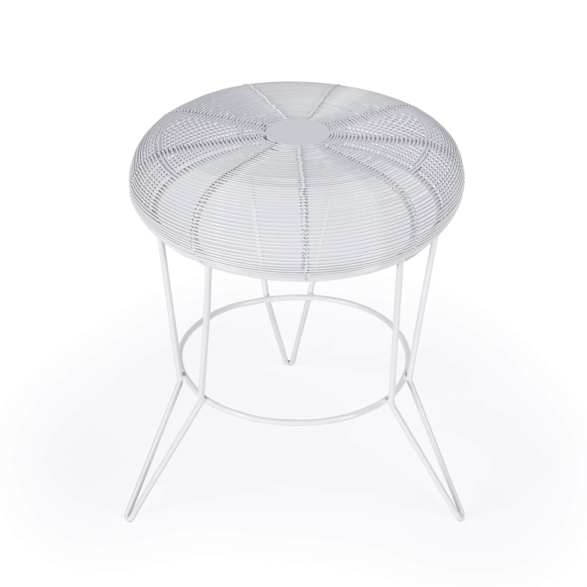 Butler Specialty Company Allen 15 in. W Round Metal Decorative Wire Side Table, White