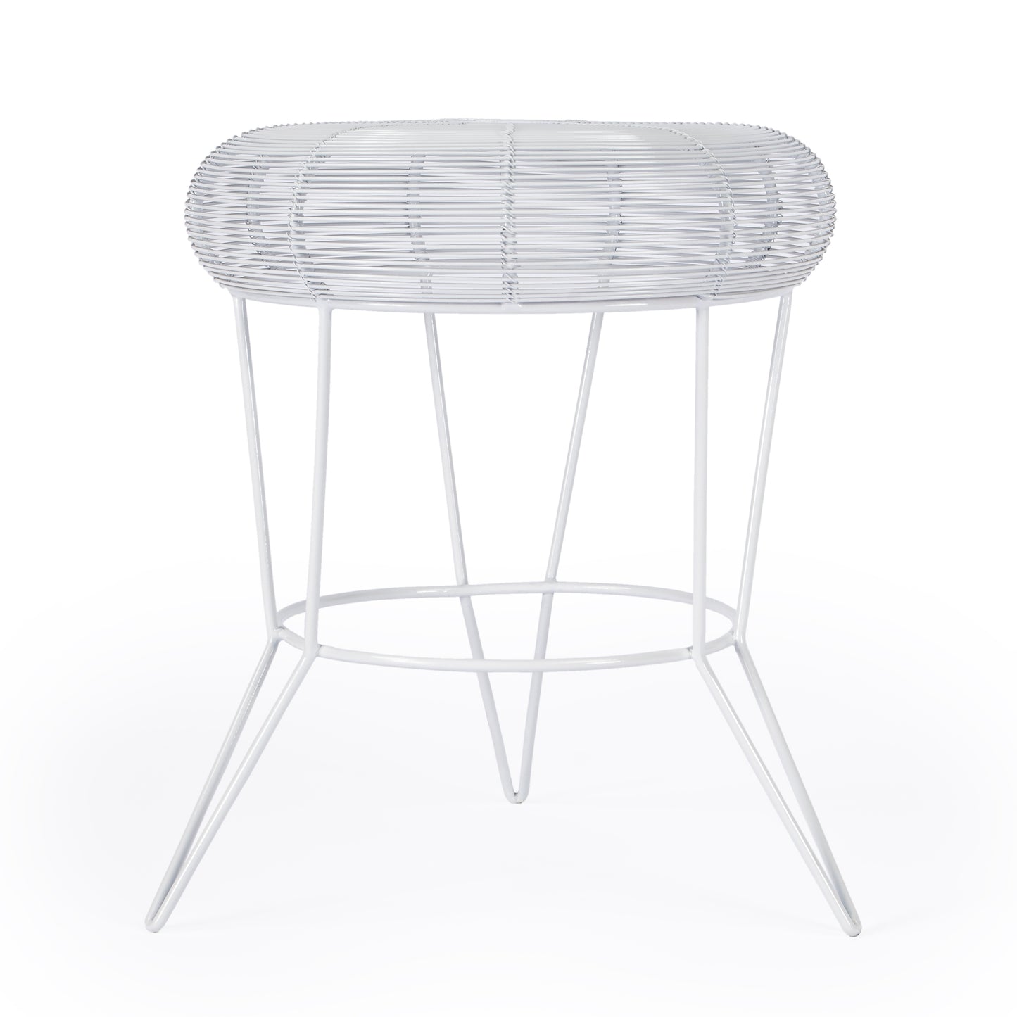 Butler Specialty Company Allen 15 in. W Round Metal Decorative Wire Side Table, White