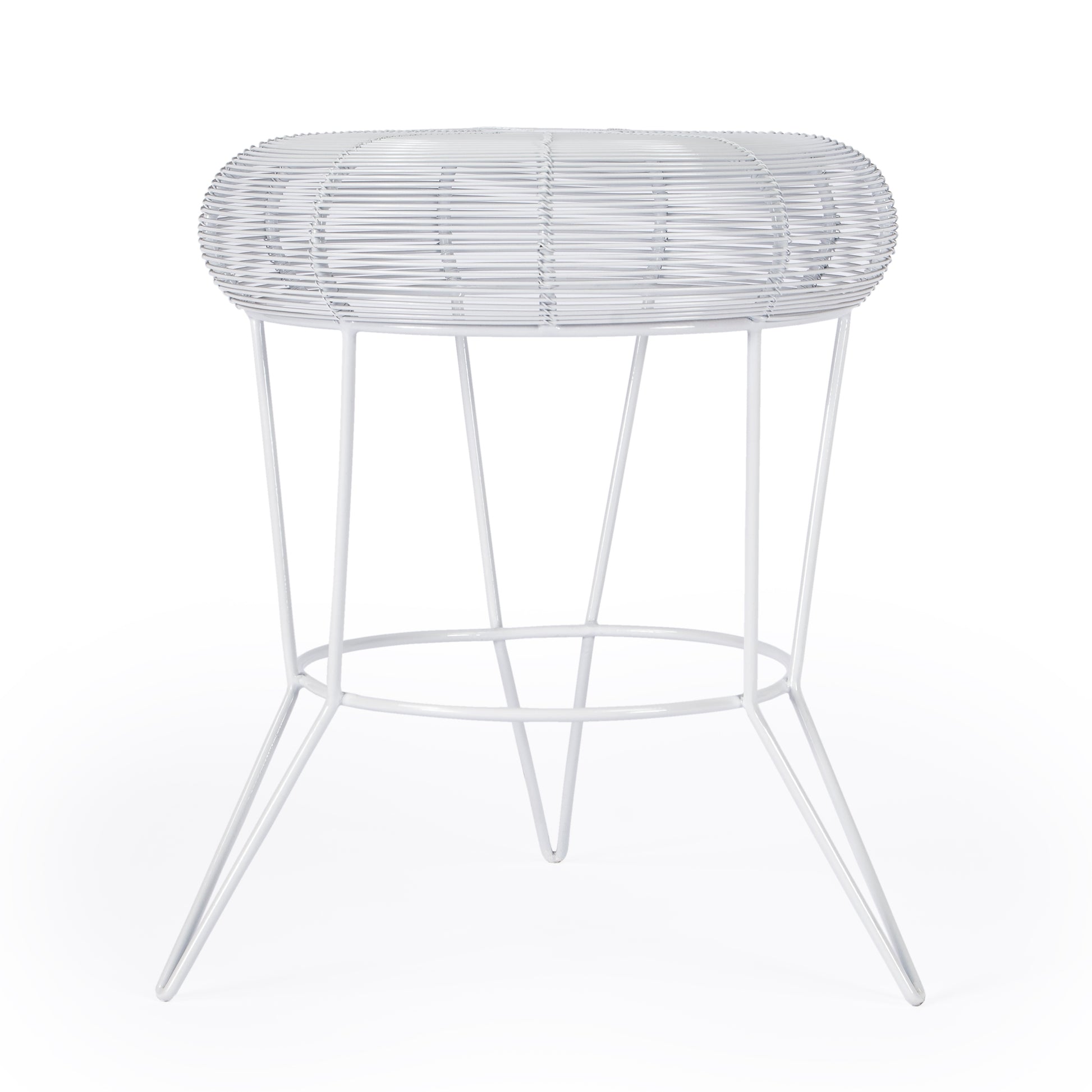 Butler Specialty Company Allen 15 in. W Round Metal Decorative Wire Side Table, White