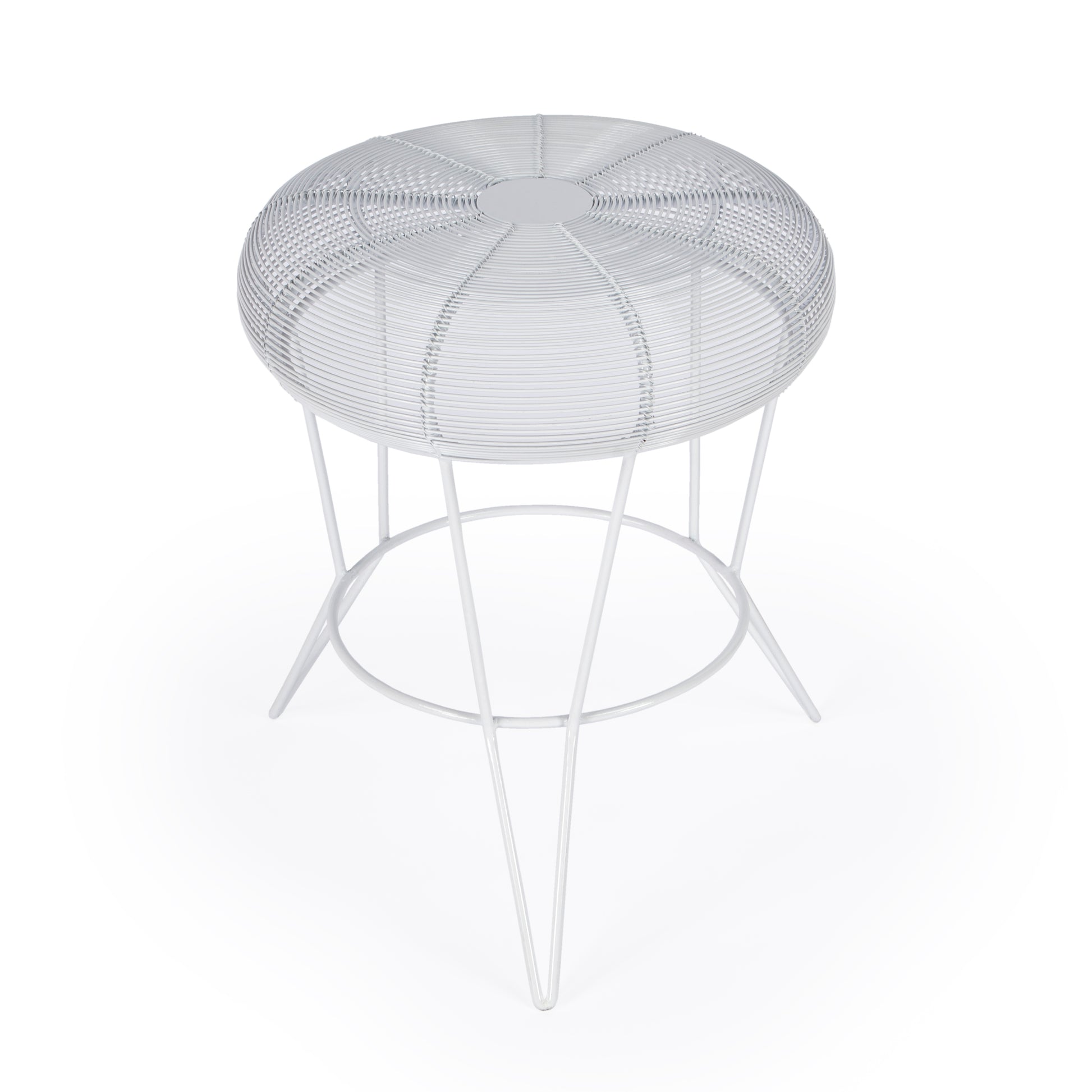 Butler Specialty Company Allen 15 in. W Round Metal Decorative Wire Side Table, White