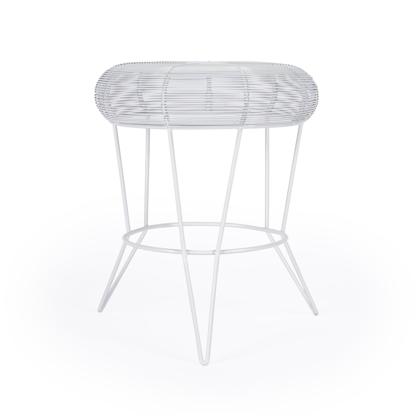 Butler Specialty Company Allen 15 in. W Round Metal Decorative Wire Side Table, White