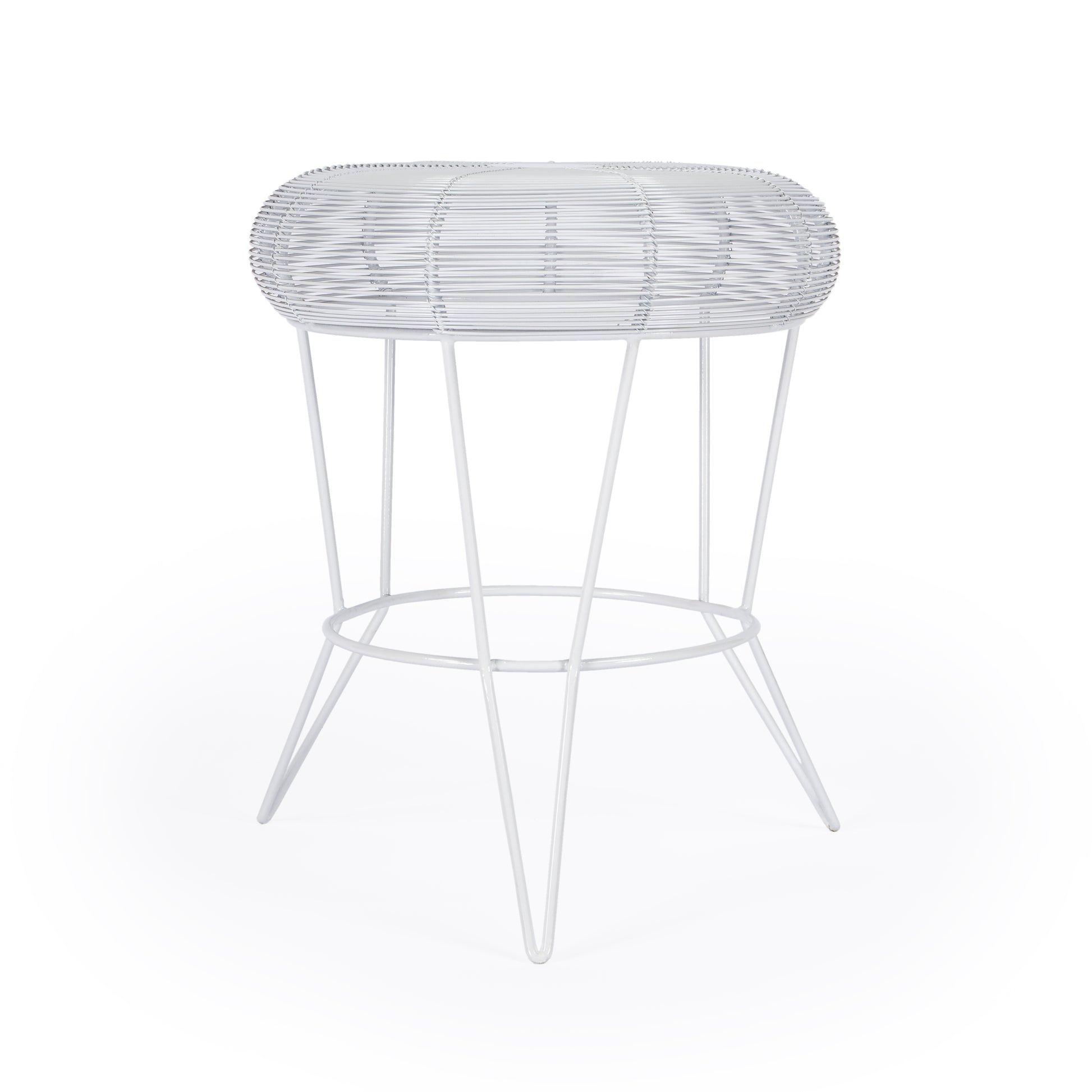 Butler Specialty Company Allen 15 in. W Round Metal Decorative Wire Side Table, White