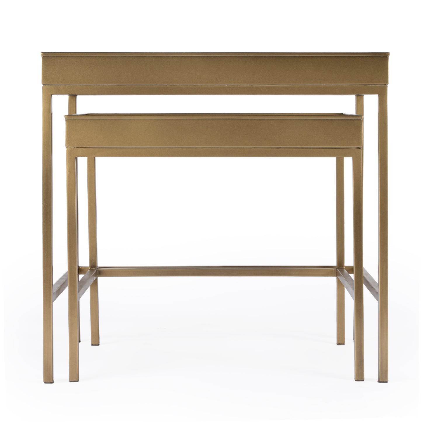 Butler Specialty Company Lenny Rectangular Glass and Metal Set of 2 Nesting Tables, Gold