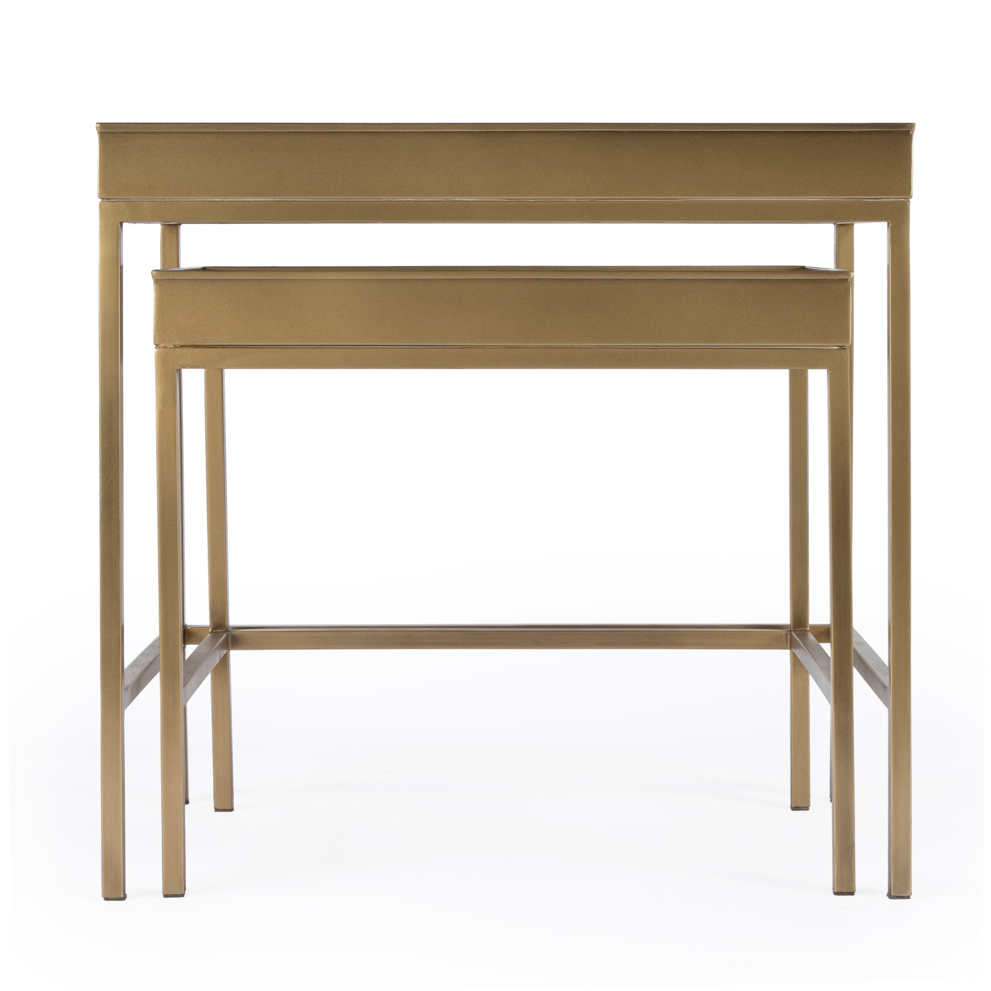 Butler Specialty Company Lenny Rectangular Glass and Metal Set of 2 Nesting Tables, Gold