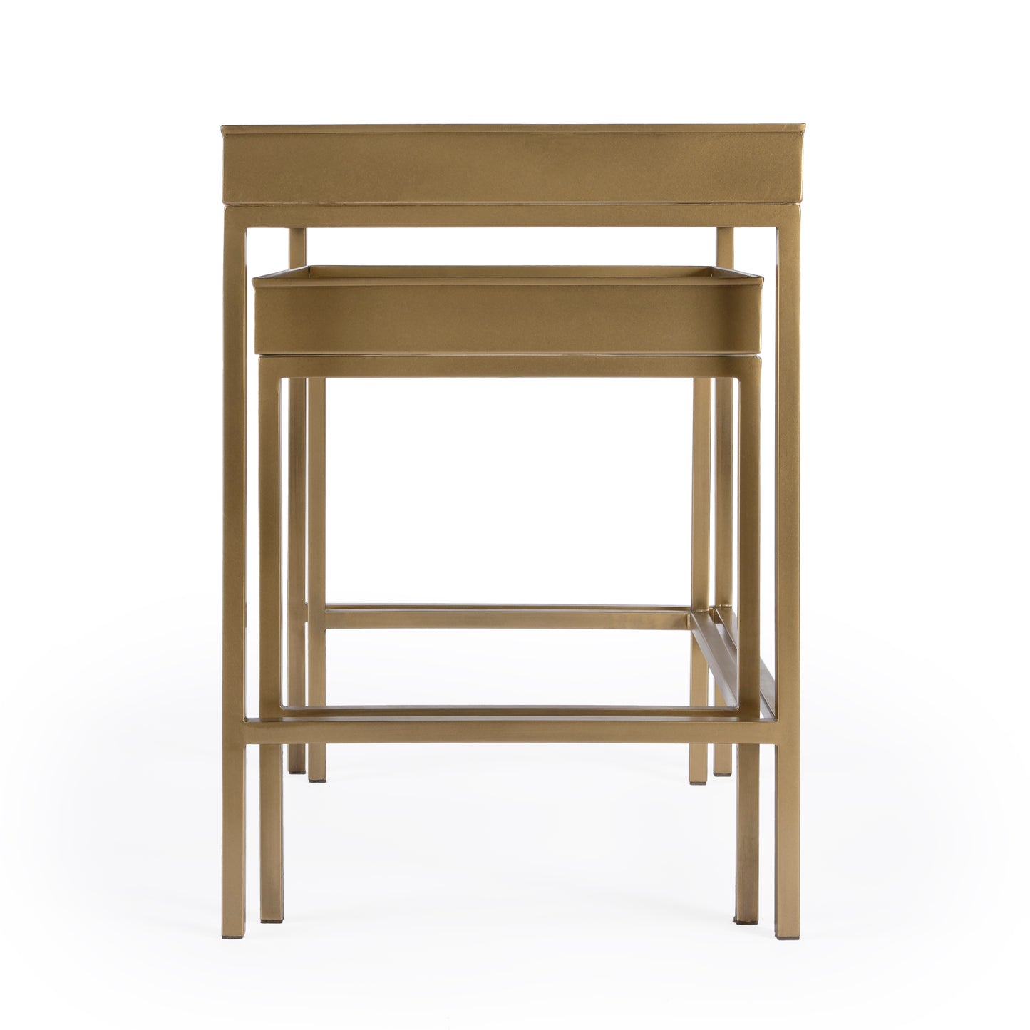 Butler Specialty Company Lenny Rectangular Glass and Metal Set of 2 Nesting Tables, Gold