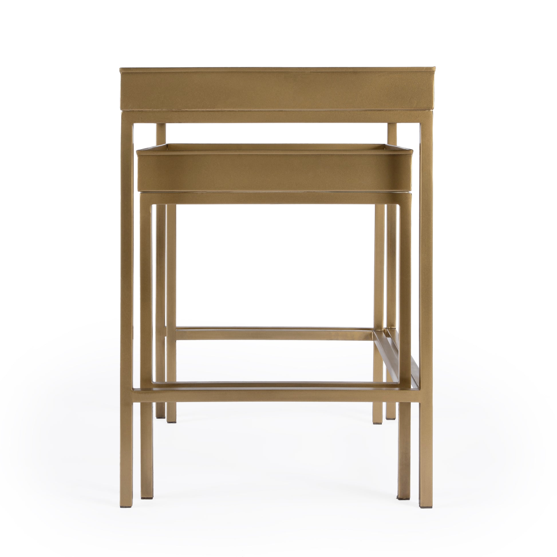 Butler Specialty Company Lenny Rectangular Glass and Metal Set of 2 Nesting Tables, Gold