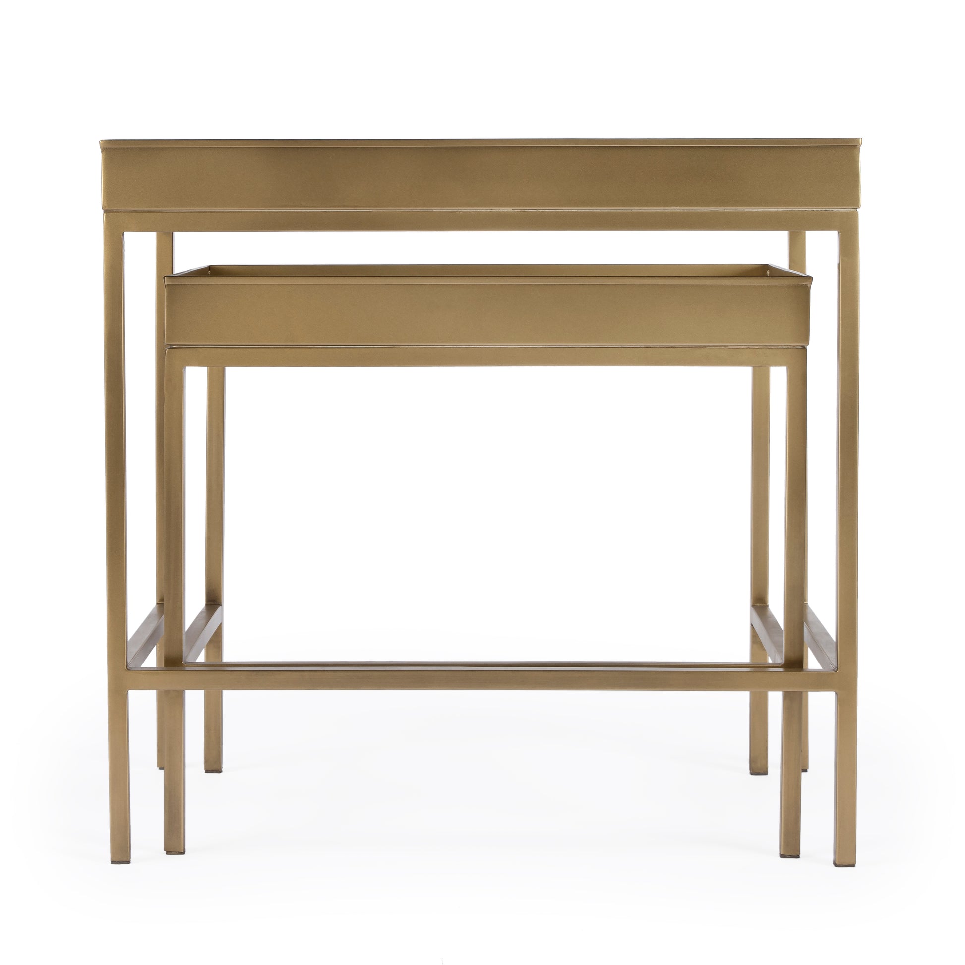 Butler Specialty Company Lenny Rectangular Glass and Metal Set of 2 Nesting Tables, Gold