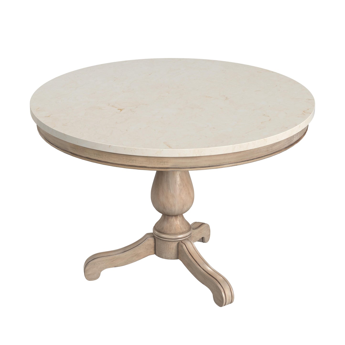 Danielle 44" Round Pedestal Marble top Dining Table in Tan/Beige 5644415