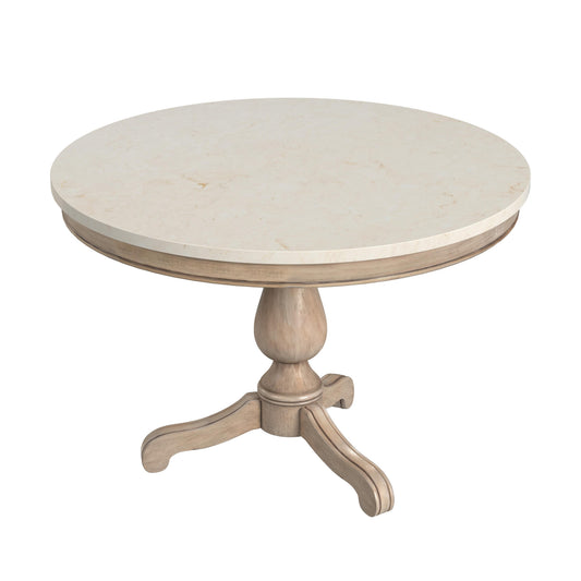 Danielle 44" Round Pedestal Marble top Dining Table in Tan/Beige 5644415