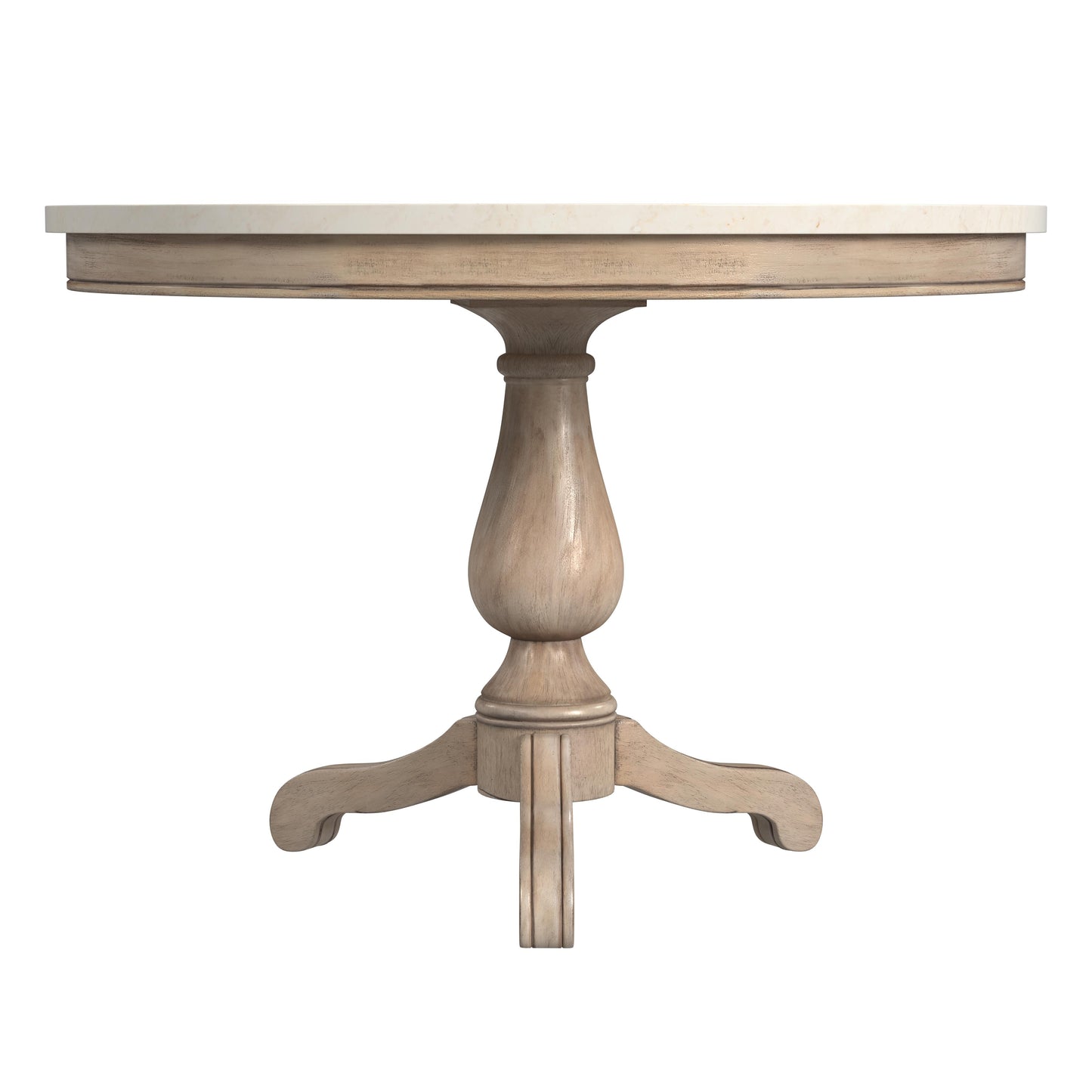 Danielle 44" Round Pedestal Marble top Dining Table in Tan/Beige 5644415