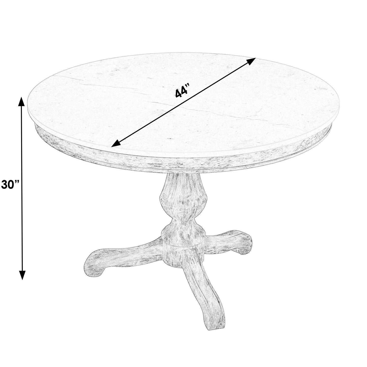 Danielle 44" Round Pedestal Marble top Dining Table in Tan/Beige 5644415