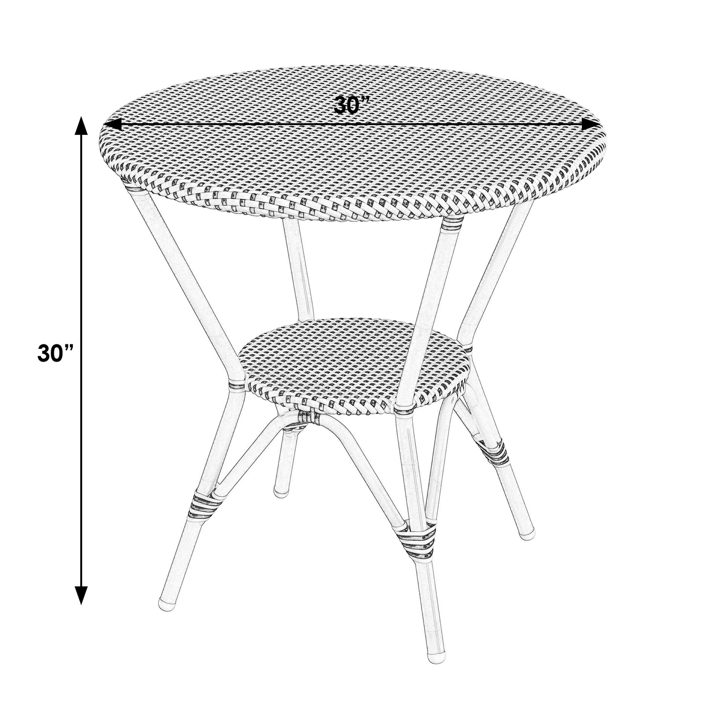 Tobias Outdoor Rattan Round Bistro Table in Beige and White 5646433