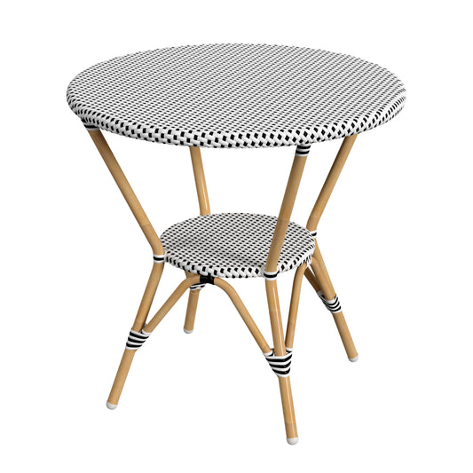 Tobias Outdoor Rattan Round Bistro Table in Black and White 5646434