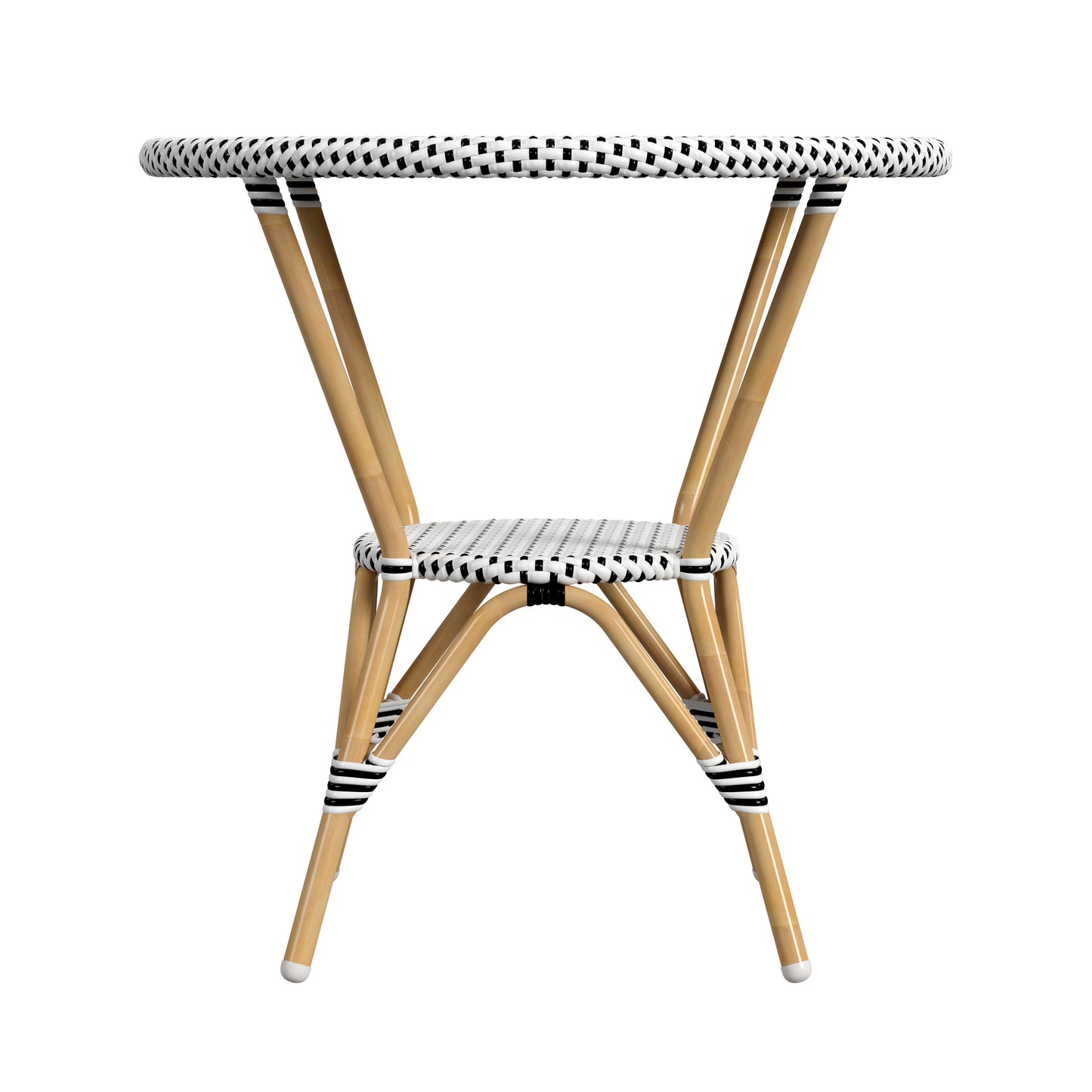 Tobias Outdoor Rattan Round Bistro Table in Black and White 5646434