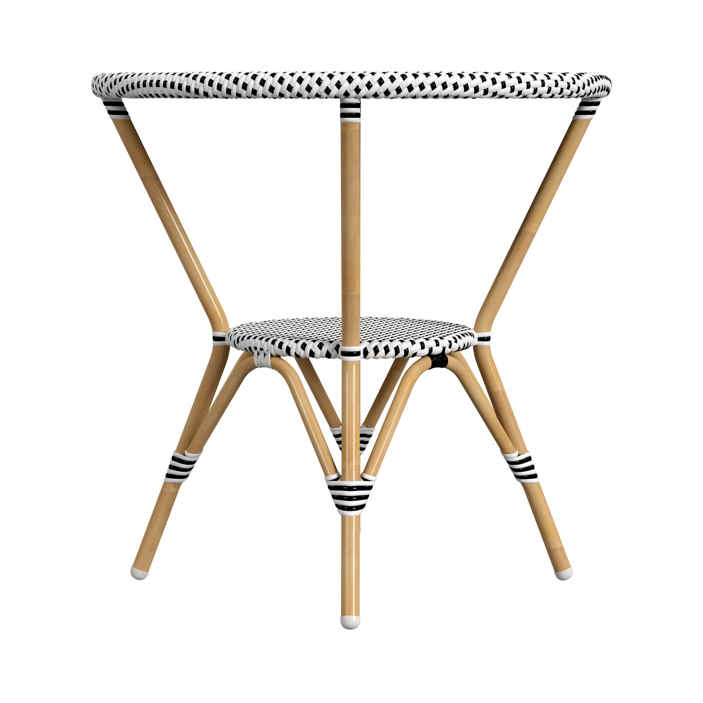Tobias Outdoor Rattan Round Bistro Table in Black and White 5646434