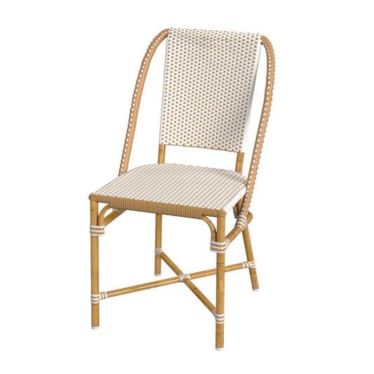Tobias Outdoor Rattan Dining Chair in Beige and White 5647433