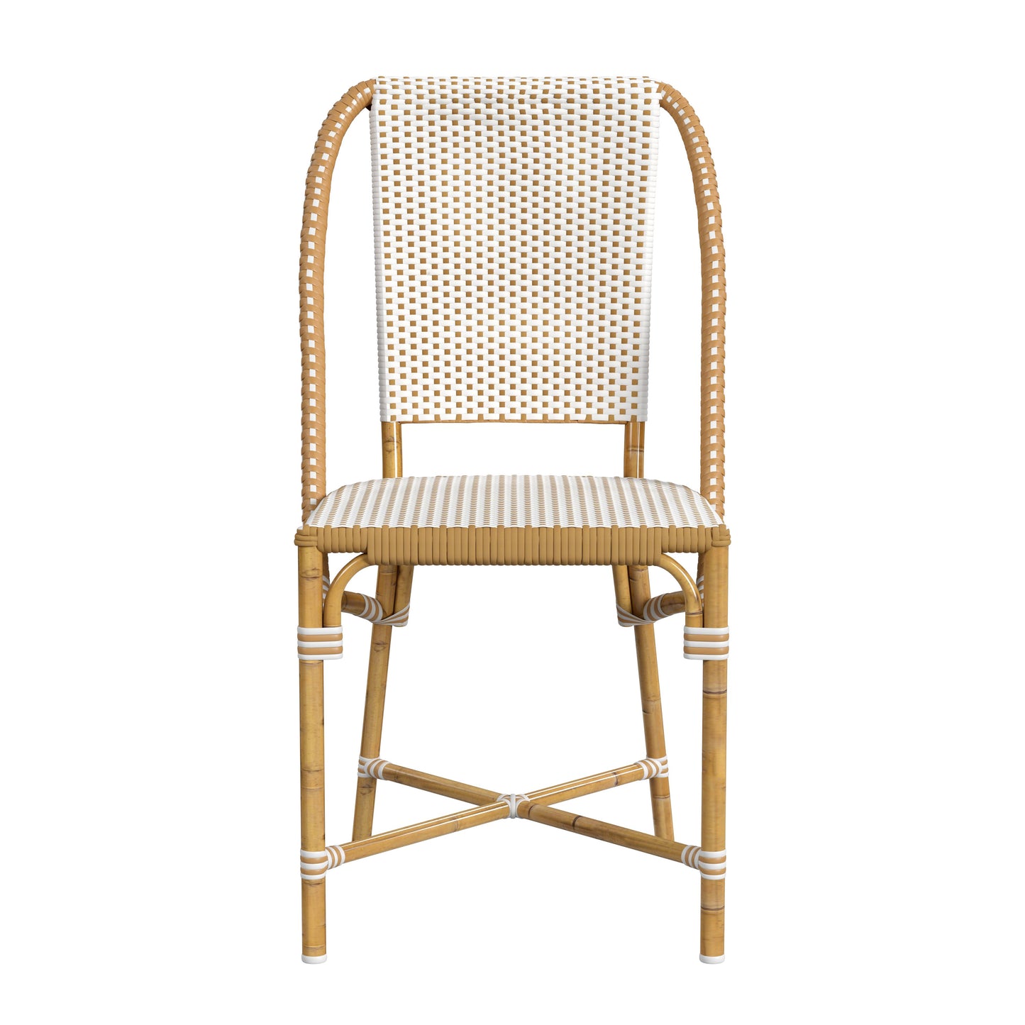 Tobias Outdoor Rattan Dining Chair in Beige and White 5647433