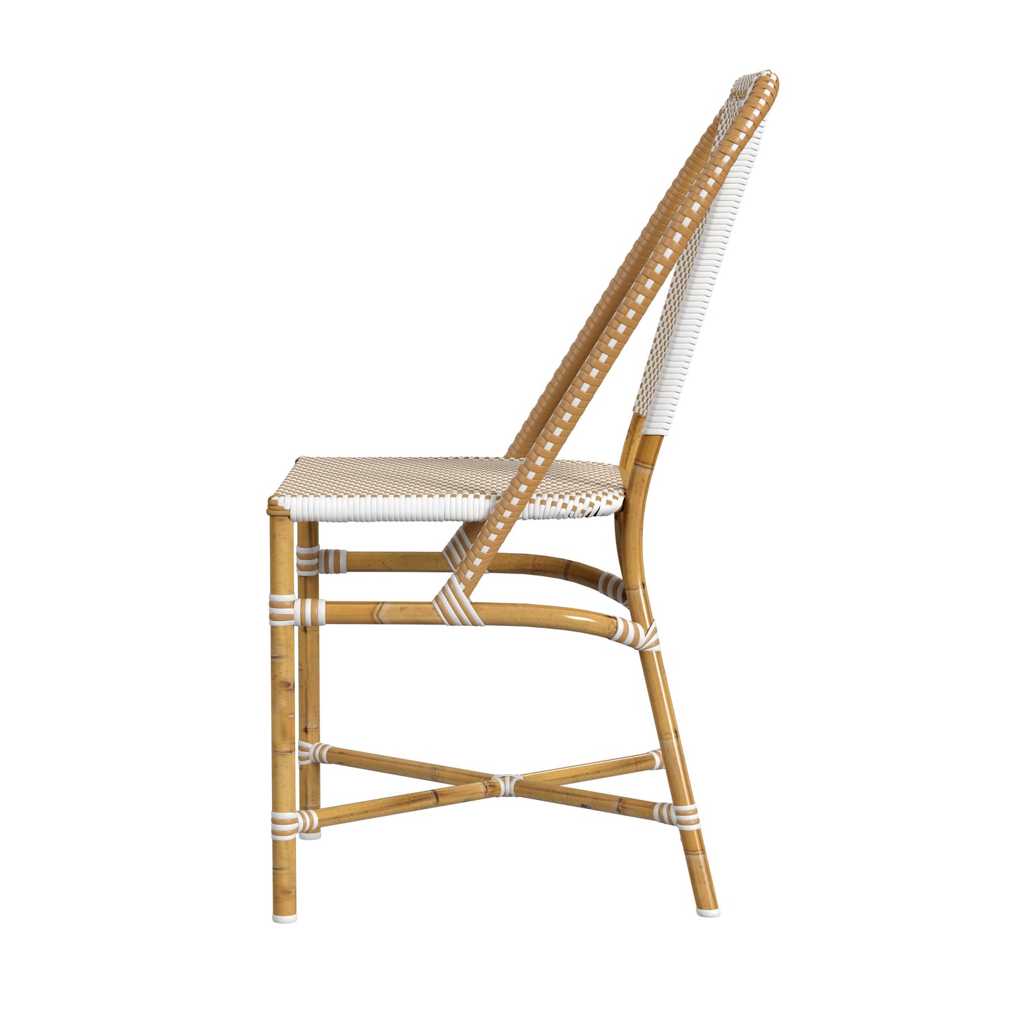 Tobias Outdoor Rattan Dining Chair in Beige and White 5647433