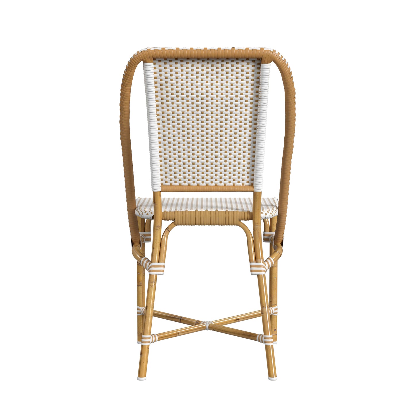 Tobias Outdoor Rattan Dining Chair in Beige and White 5647433