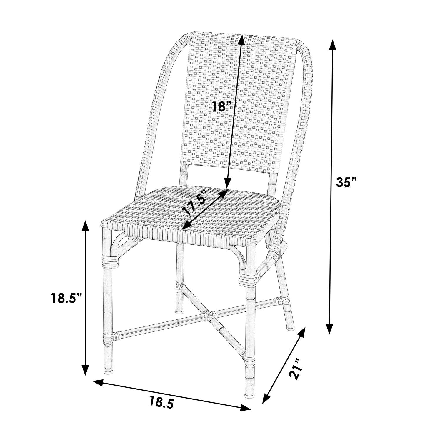 Tobias Outdoor Rattan Dining Chair in Beige and White 5647433