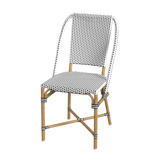 Tobias Outdoor Rattan Dining Chair in Black and White 5647434