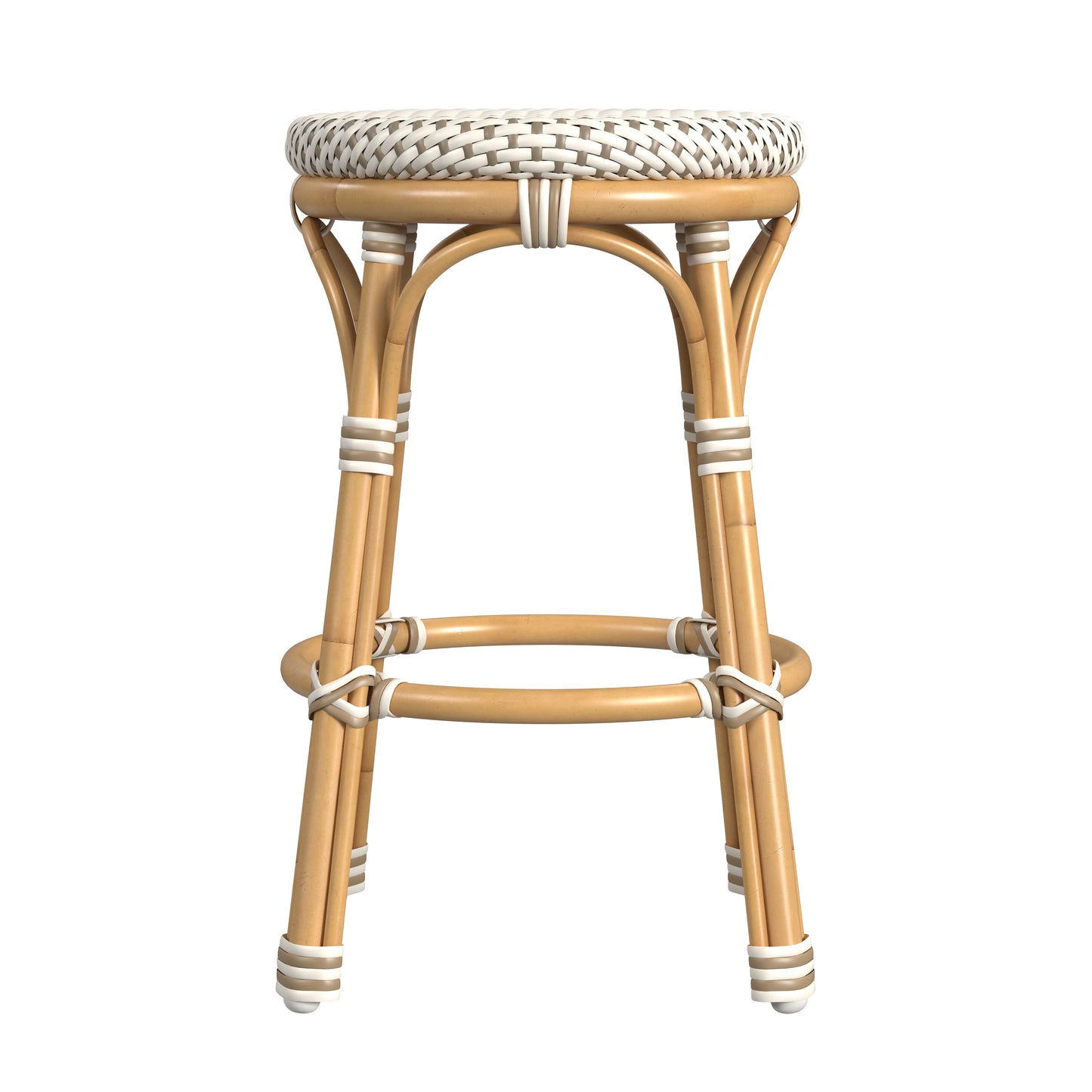 Tobias Outdoor Rattan and Metal Low Back Backless Counter Stool