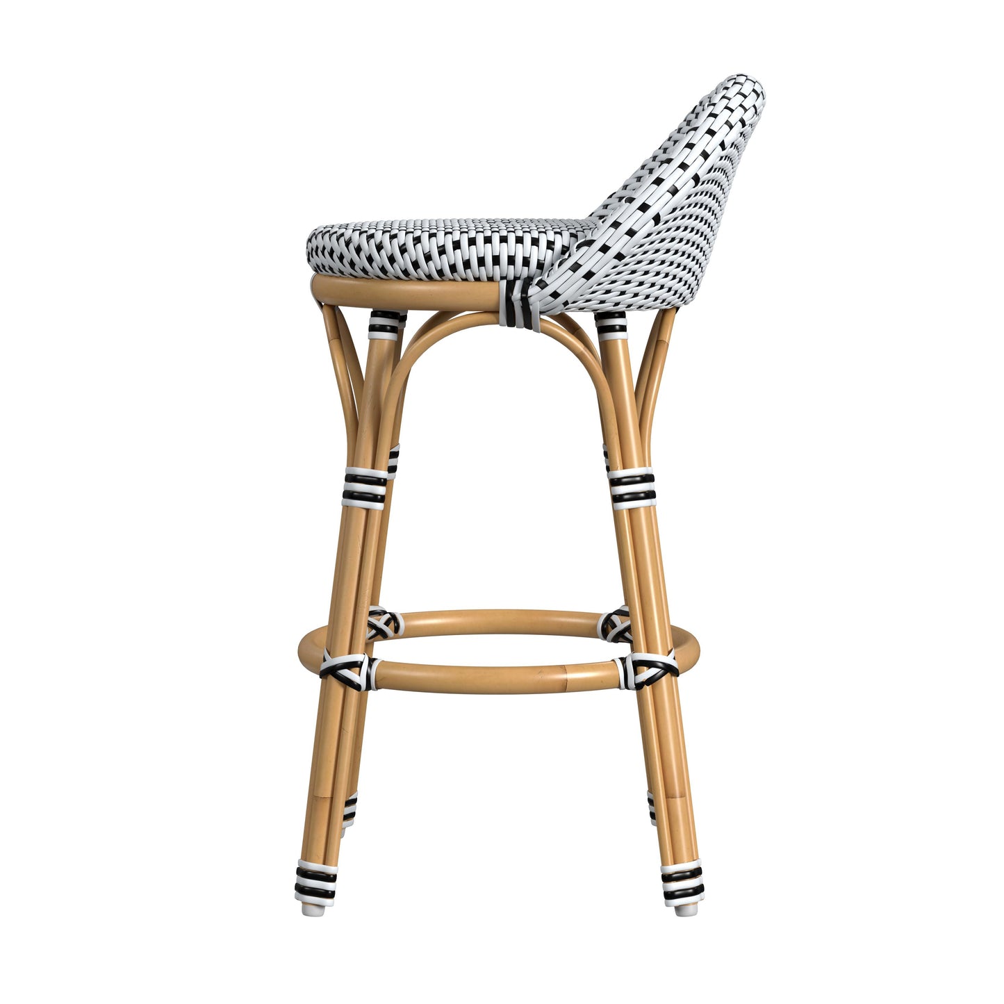 Tobias Outdoor Rattan and Metal Low Back Backless Counter Stool