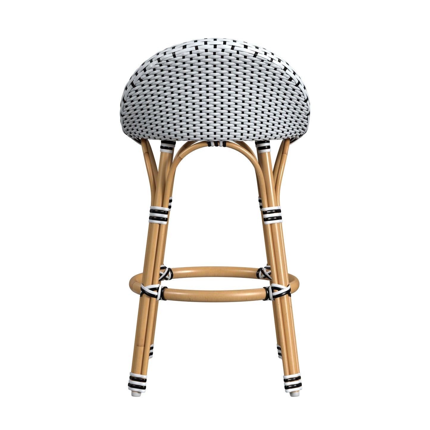 Tobias Outdoor Rattan and Metal Low Back Backless Counter Stool
