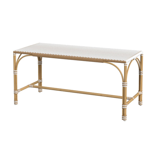 Tobias Outdoor Rattan and Rectangular Dining Bench in Beige and White 5650433